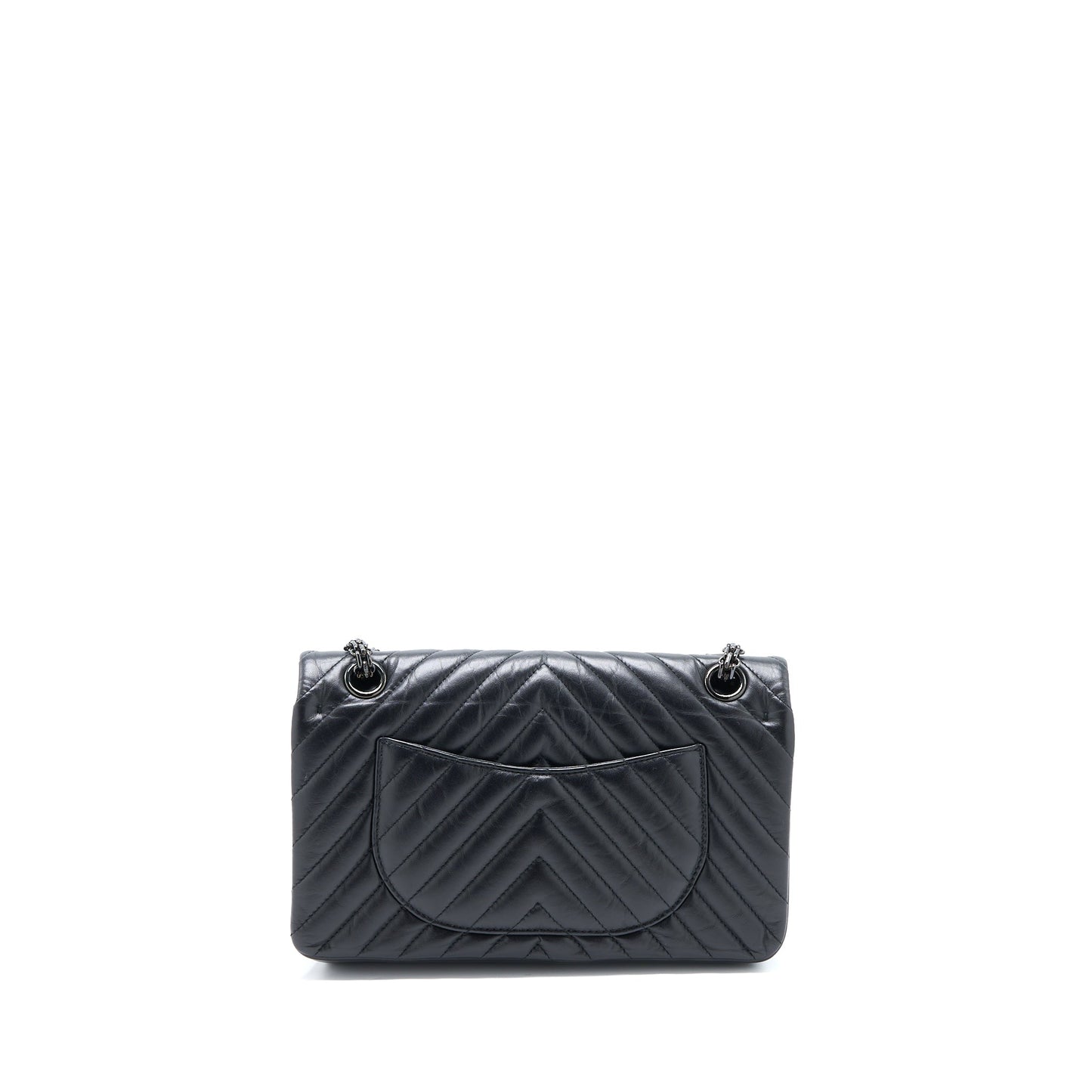 Chanel 2.55 Reissue Double Flap Chevron Aged Black Small Shoulder Bag