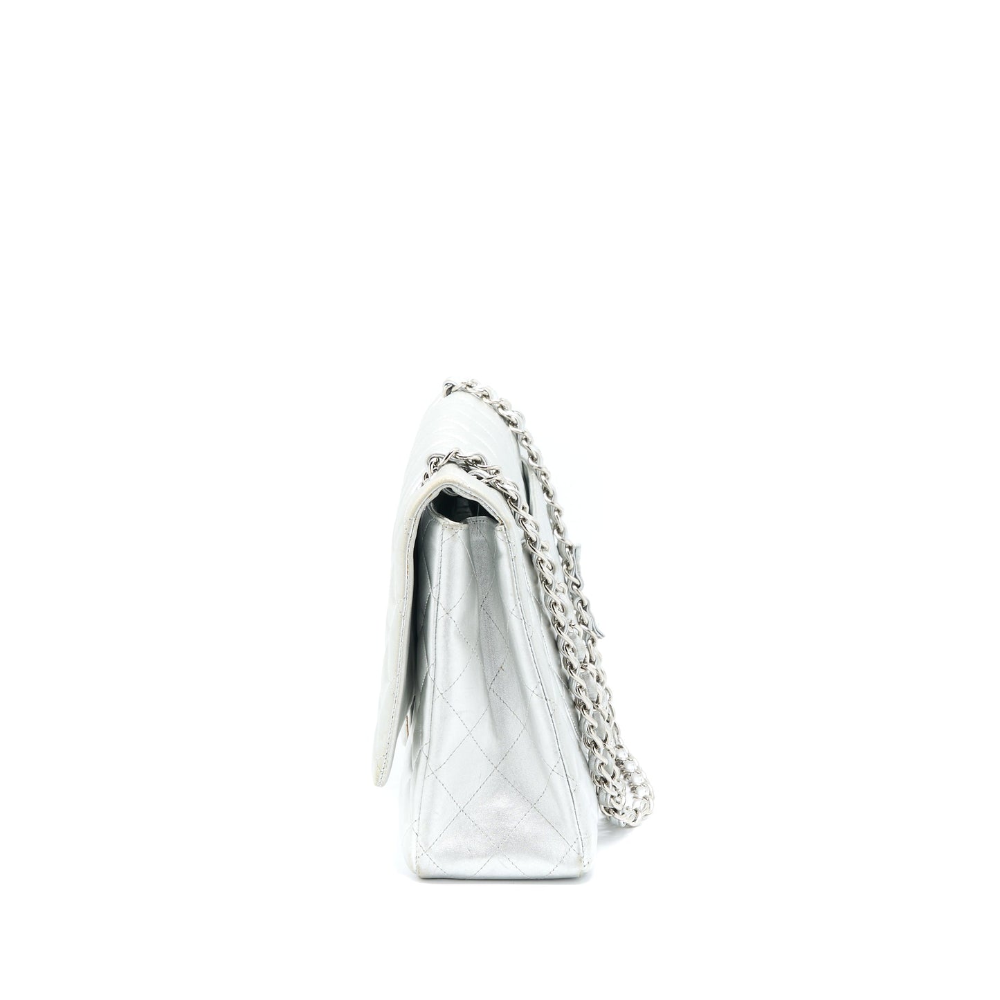 Chanel Maxi Classic Single Flap Lambskin SHW Silver Shoulder Bag