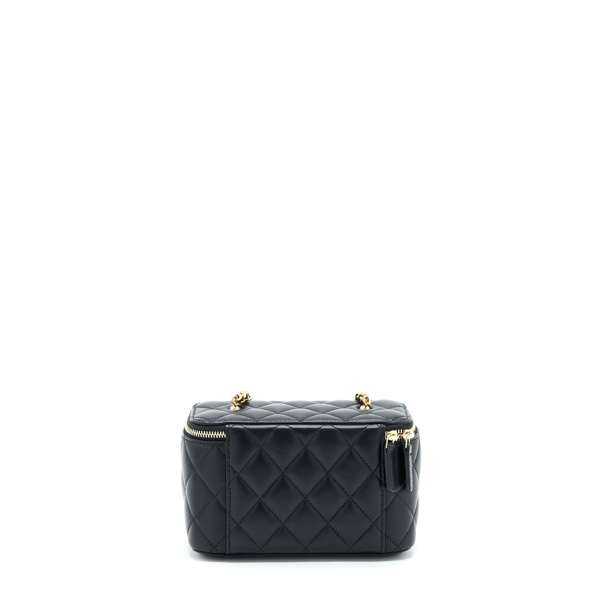 Chanel 22A Pearl Crush Long Vanity Lambskin Black Handbag