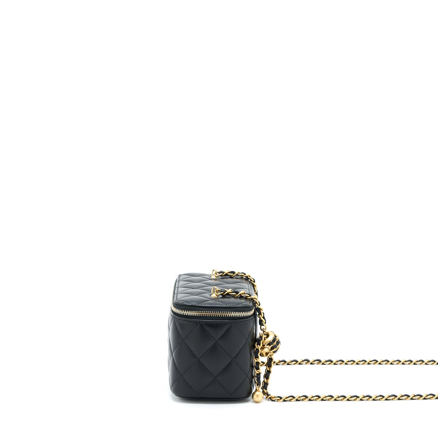 Chanel 22A Pearl Crush Long Vanity Lambskin Black Handbag