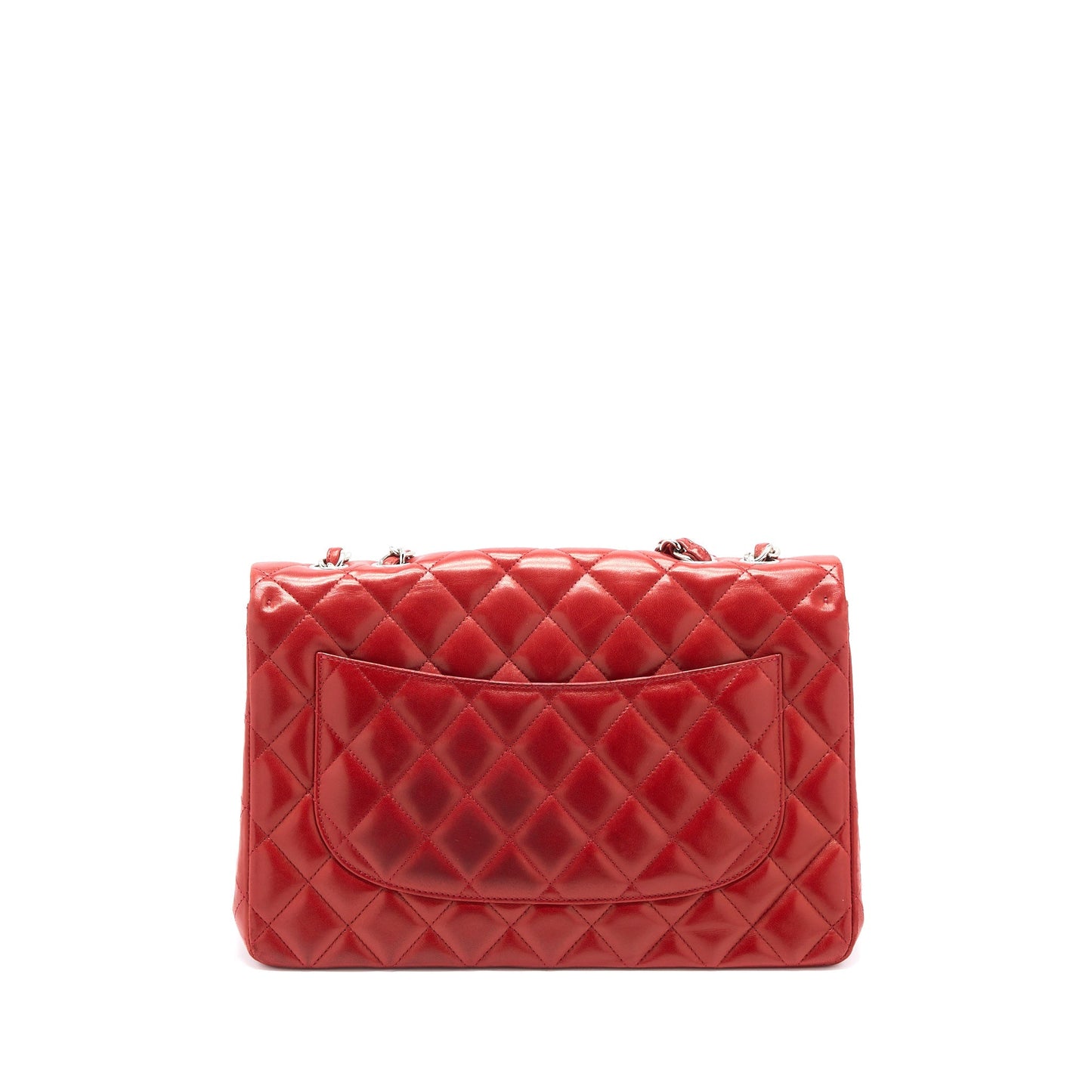 Chanel Classic Jumbo Single Flap Lambskin SHW Red Shoulder Bag