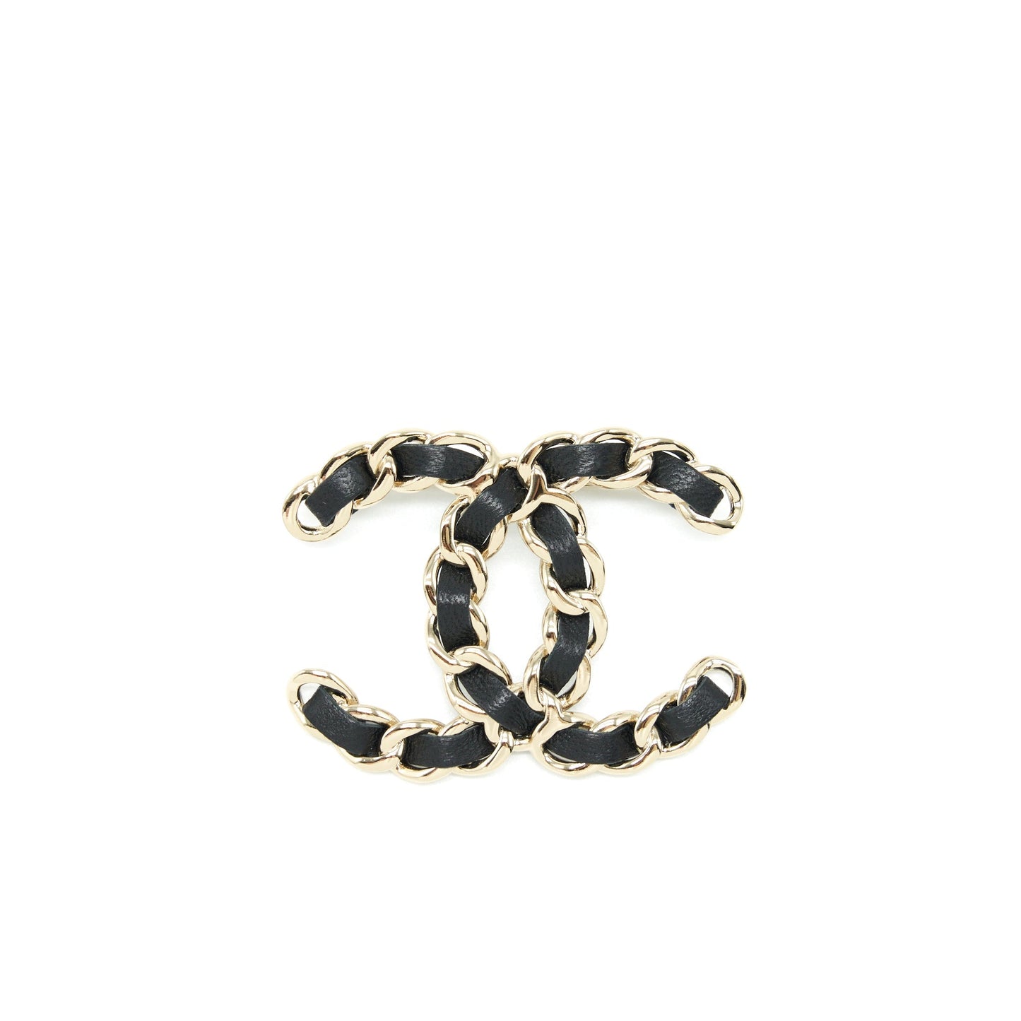 Chanel CC Logo Brooch Light Tone Gold Leather Handbag