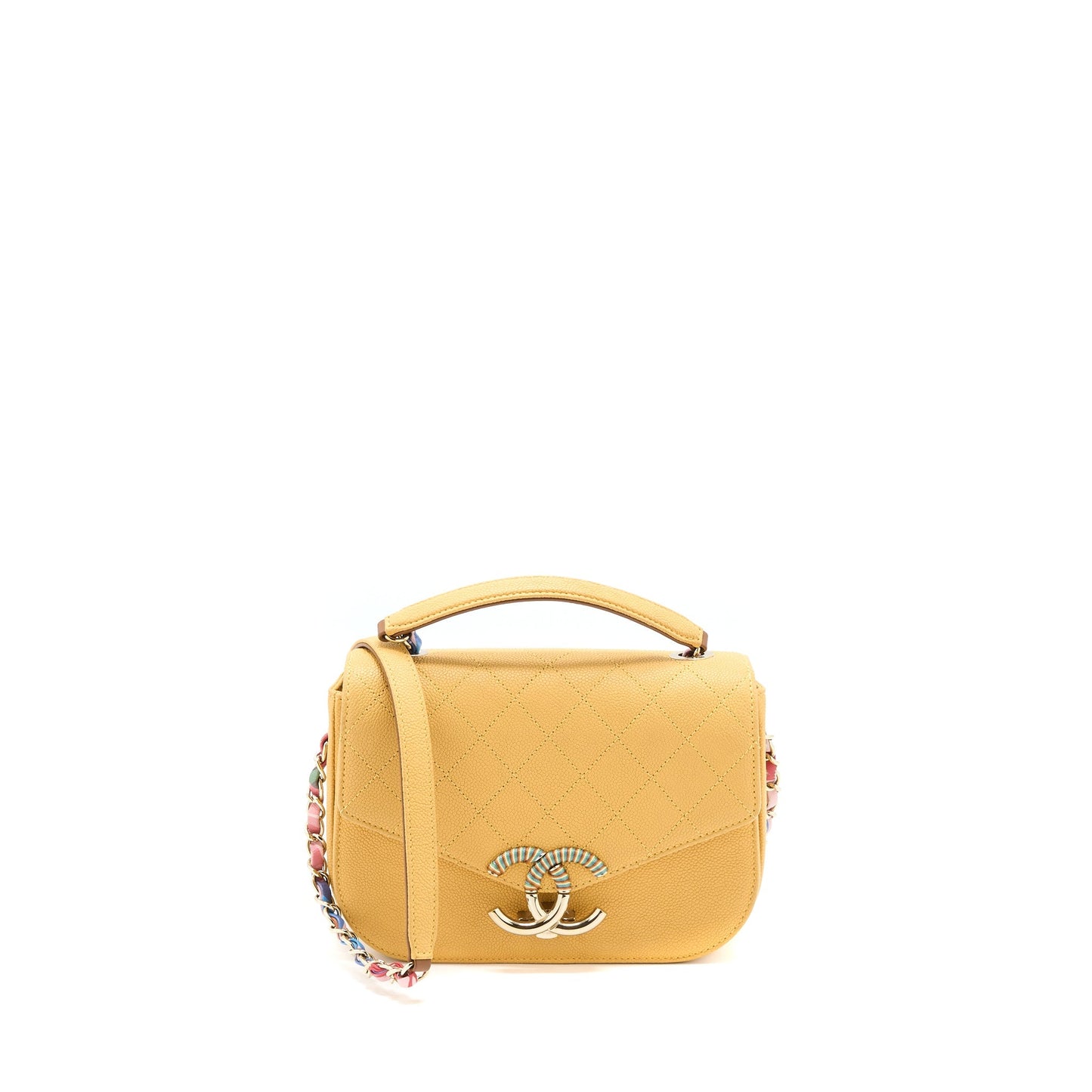 Chanel Giant CC Logo Messenger Flap Caviar Shoulder Bag