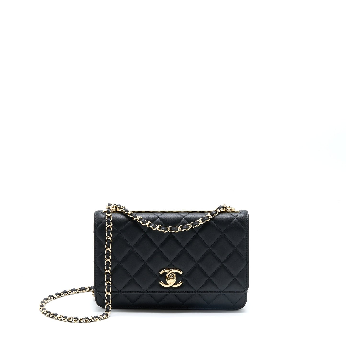 Chanel Trendy CC On Lambskin GHW Black Wallet Case