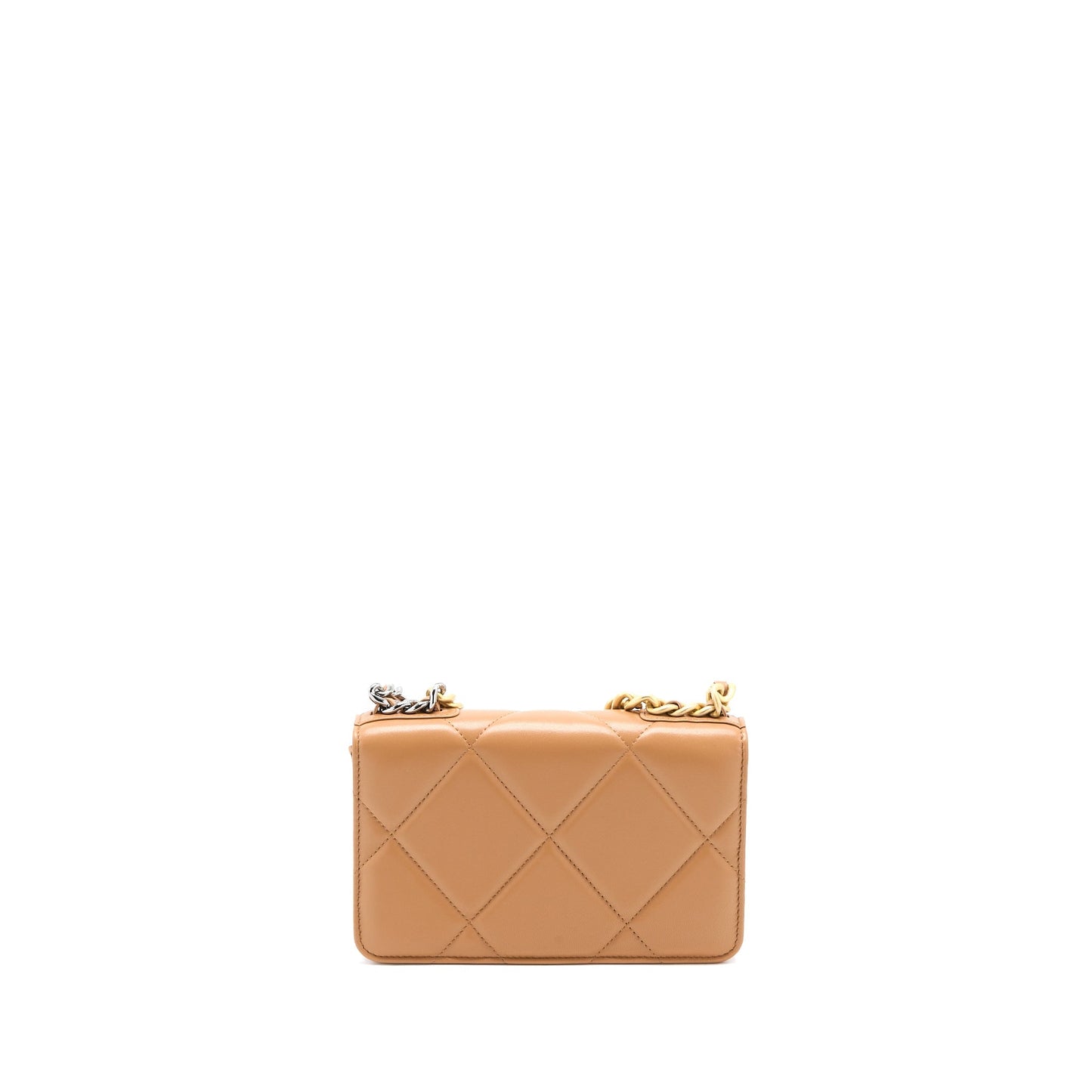 Chanel 19 on Lambskin Caramel Hardware Microchip Multicolour Wallet Case