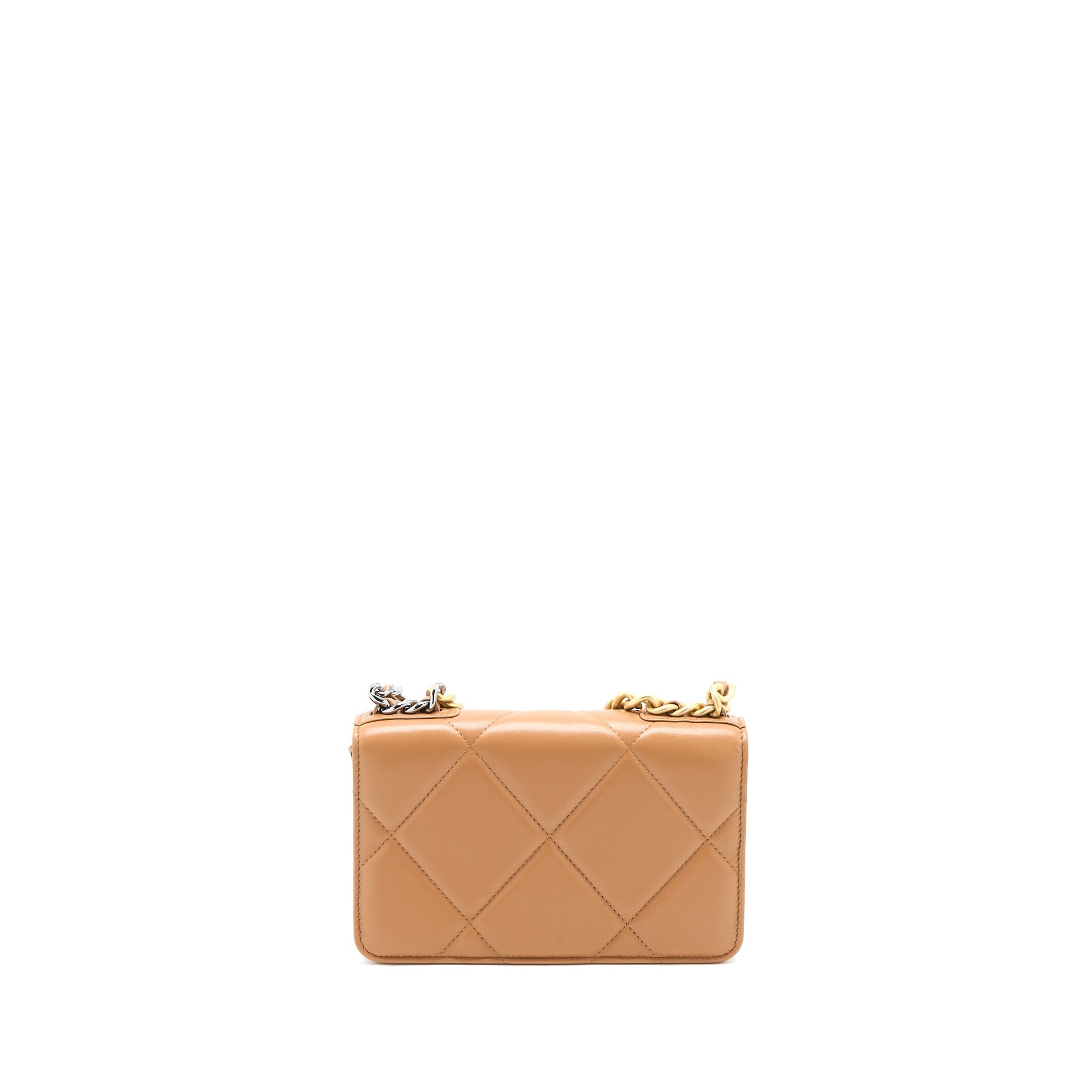 Chanel 19 on Lambskin Caramel Hardware Microchip Multicolour Wallet Case