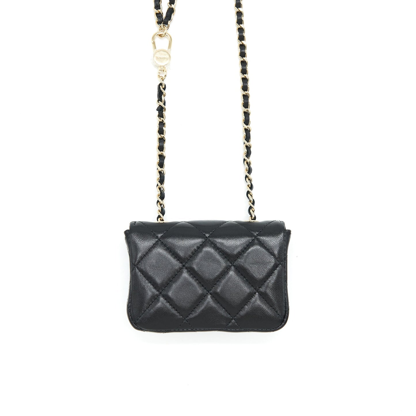 Chanel Flap Belt Ribbon Lambskin LGHW Black