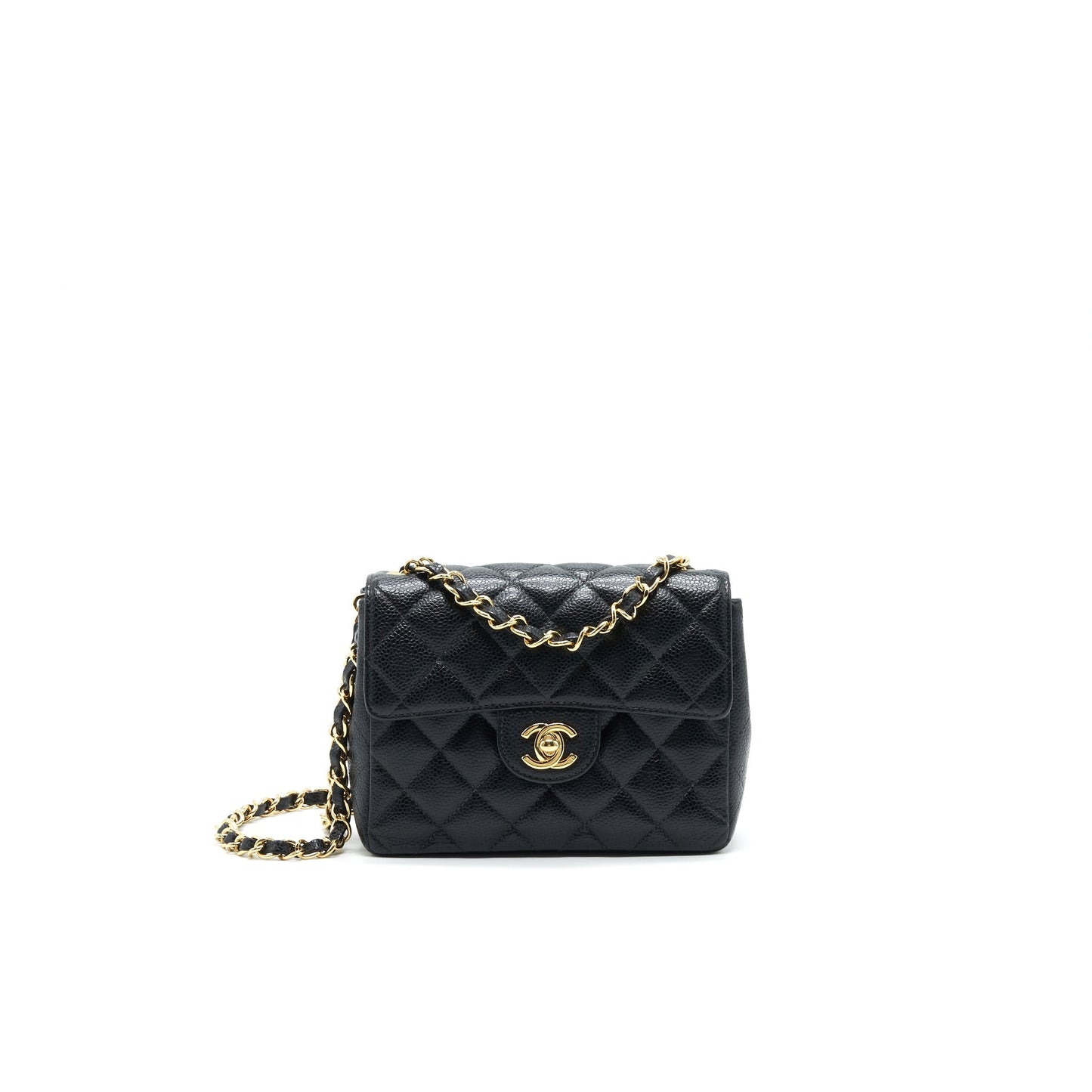 Chanel   Mini Square Flap Bag Caviar Black GHW