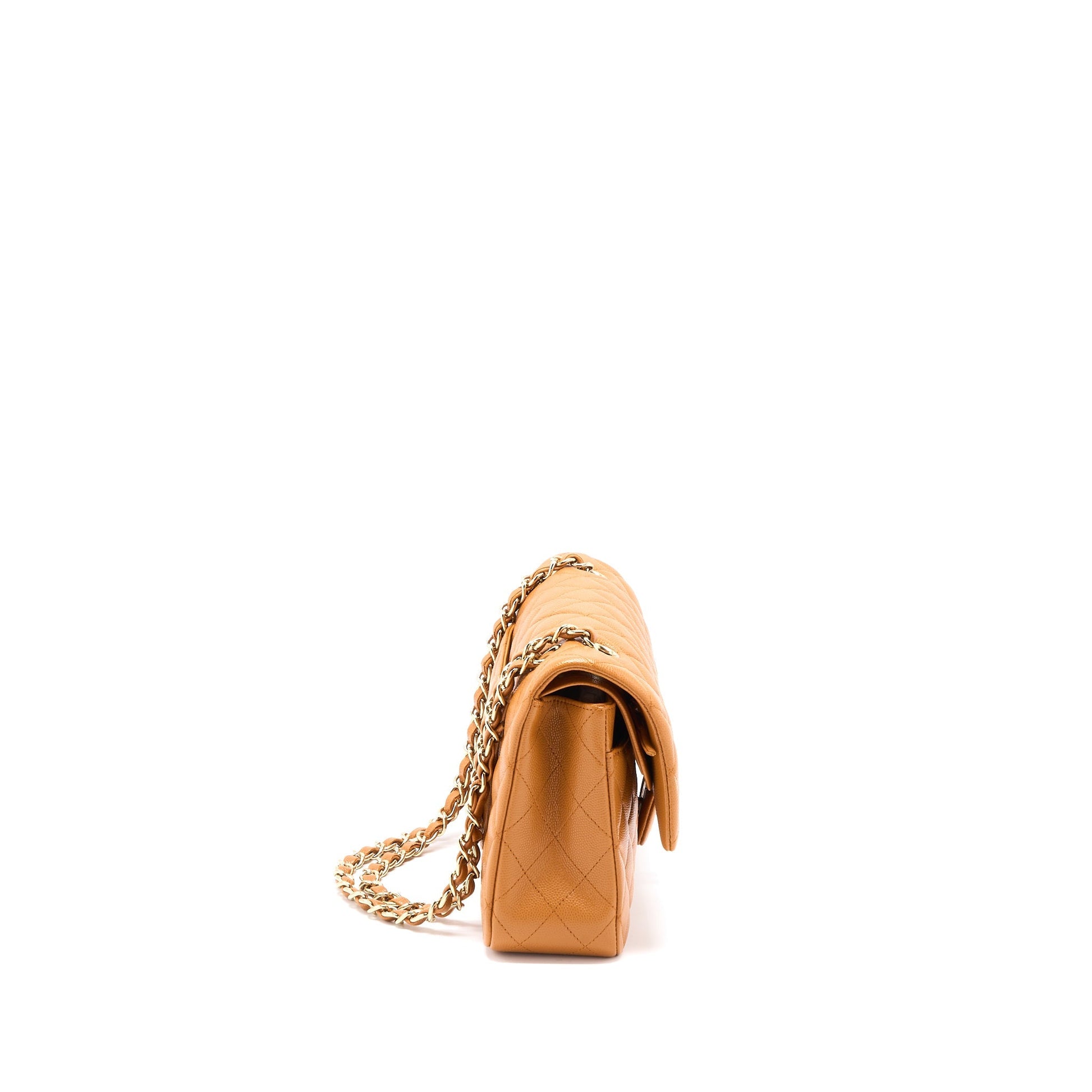 Chanel Classic Double Flap Caviar Caramel LGHW Shoulder Bag
