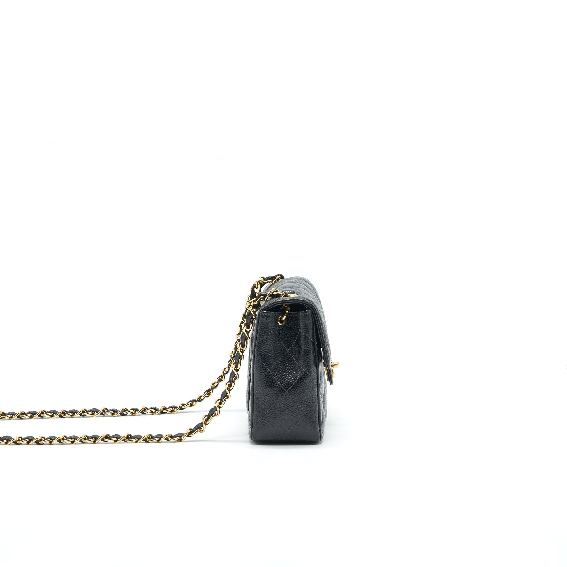 Chanel   Mini Square Flap Bag Caviar Black GHW