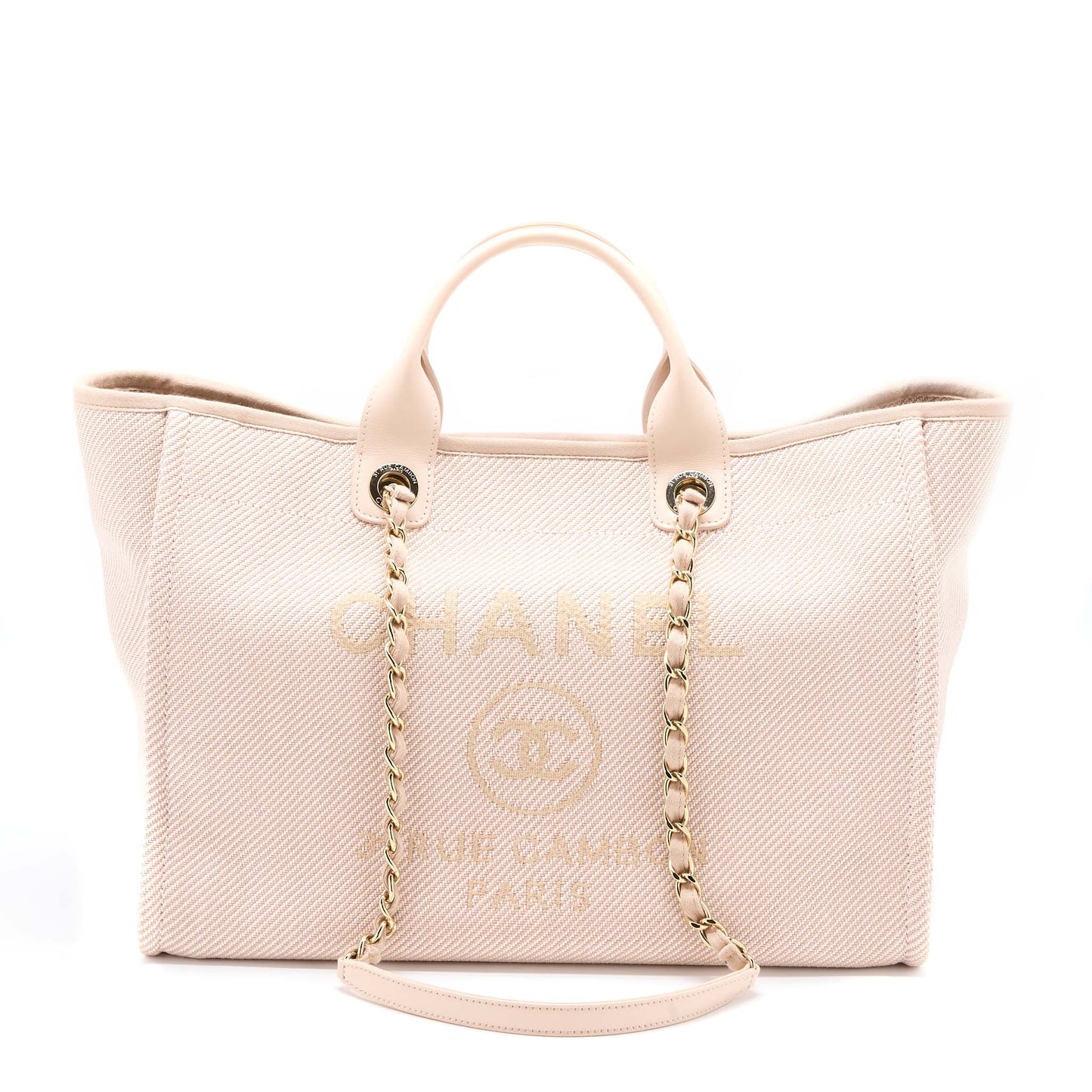 Chanel Deauville Fabric Light LGHW Pink Tote Bag