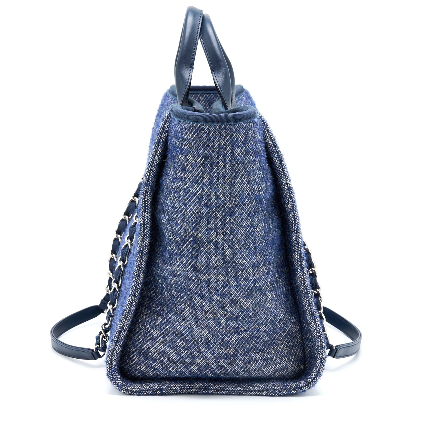 Chanel Deauville Navy SHW Microchip Tote Bag