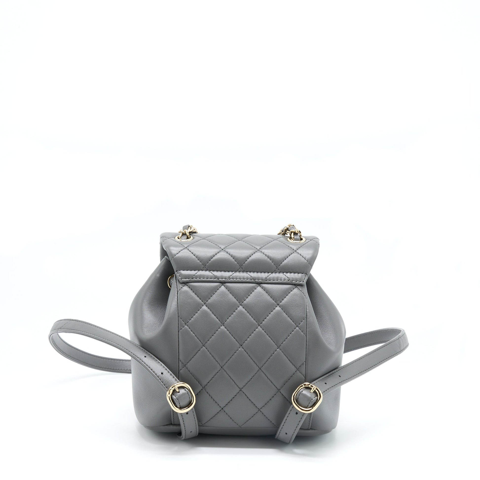 Chanel 22A Duma Backpack Lambskin Dark LGHW Grey