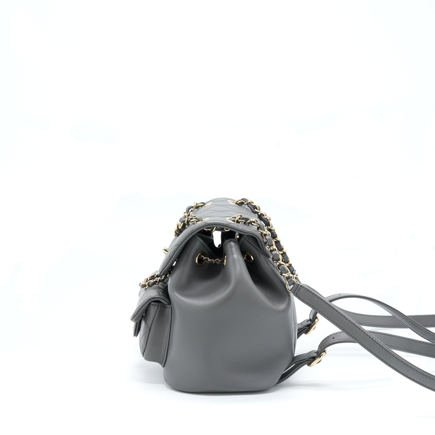 Chanel 22A Duma Backpack Lambskin Dark LGHW Grey