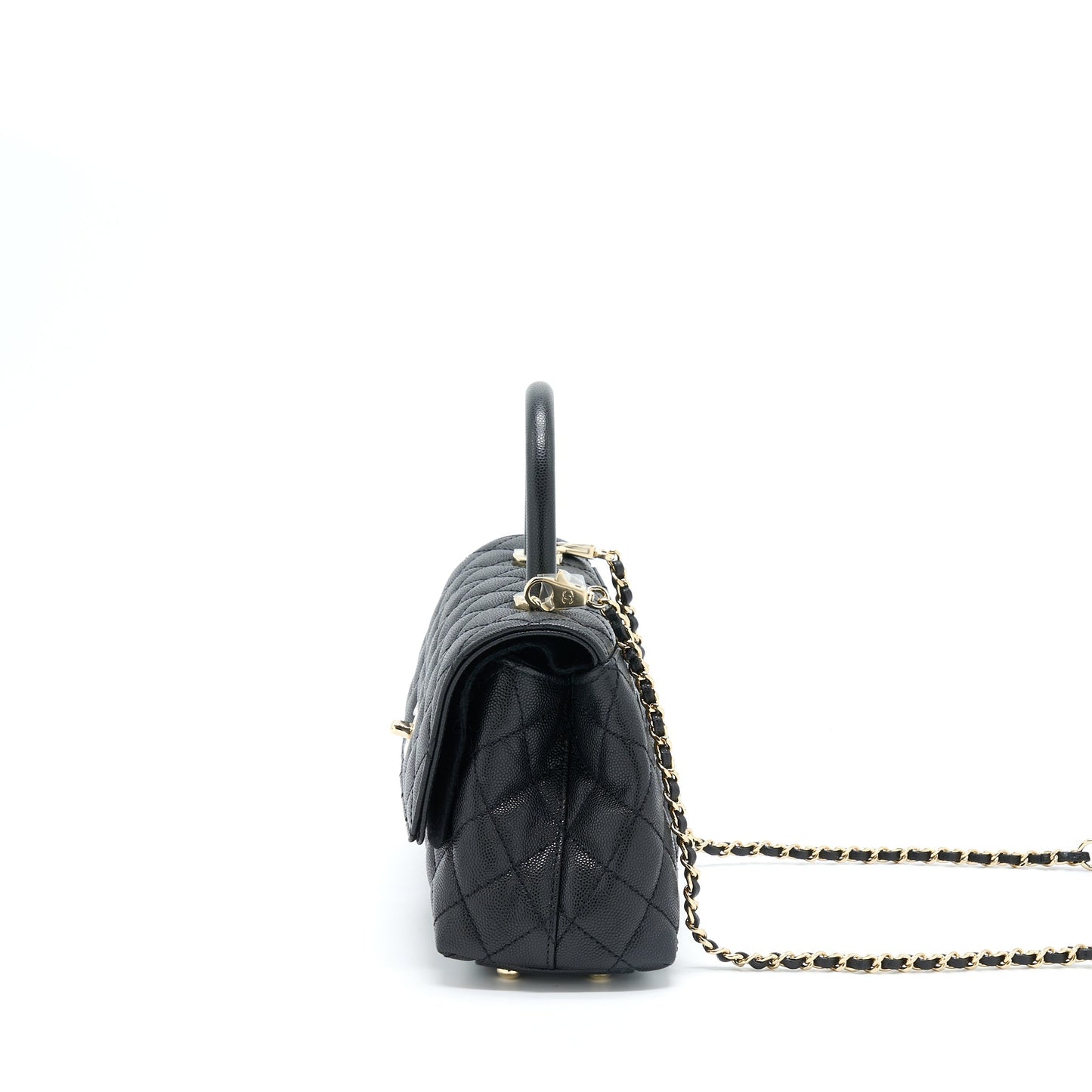 Chanel Coco Handle Caviar LGHW Microchip Black Small Handbag Microchip 2