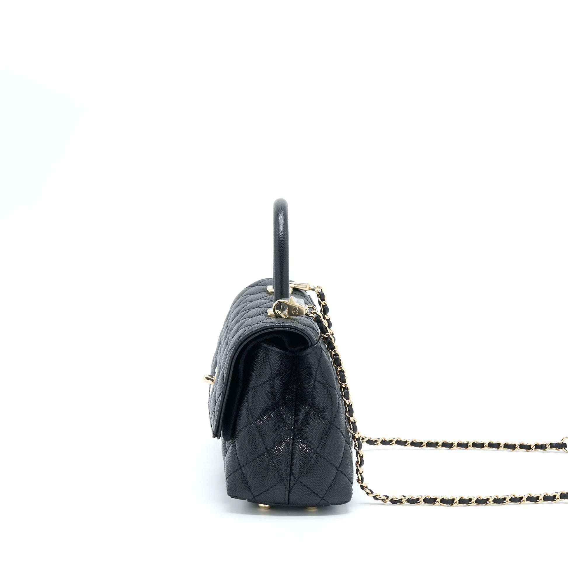 Chanel Coco Handle Caviar LGHW Microchip Black Small Handbag Microchip 2
