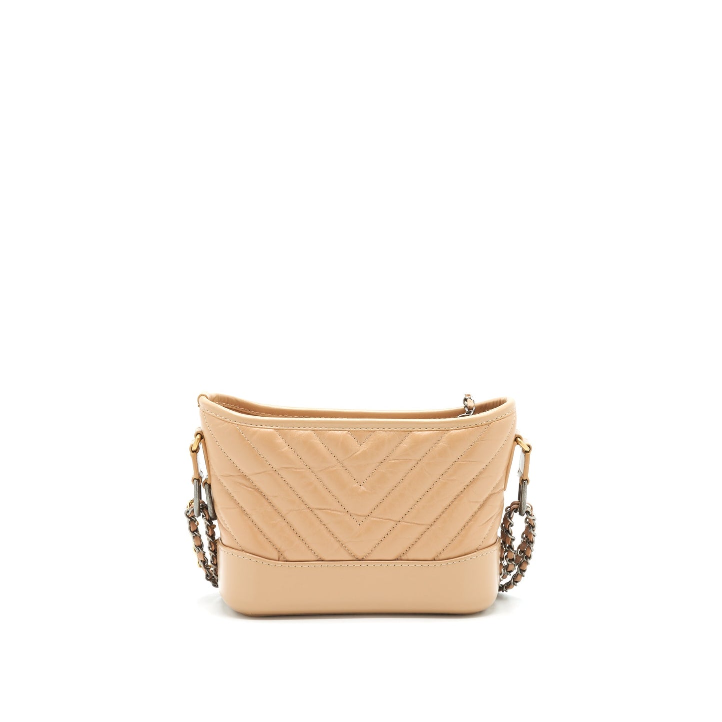 Chanel Gabrielle Hobo Chevron Beige Small Shoulder Bag
