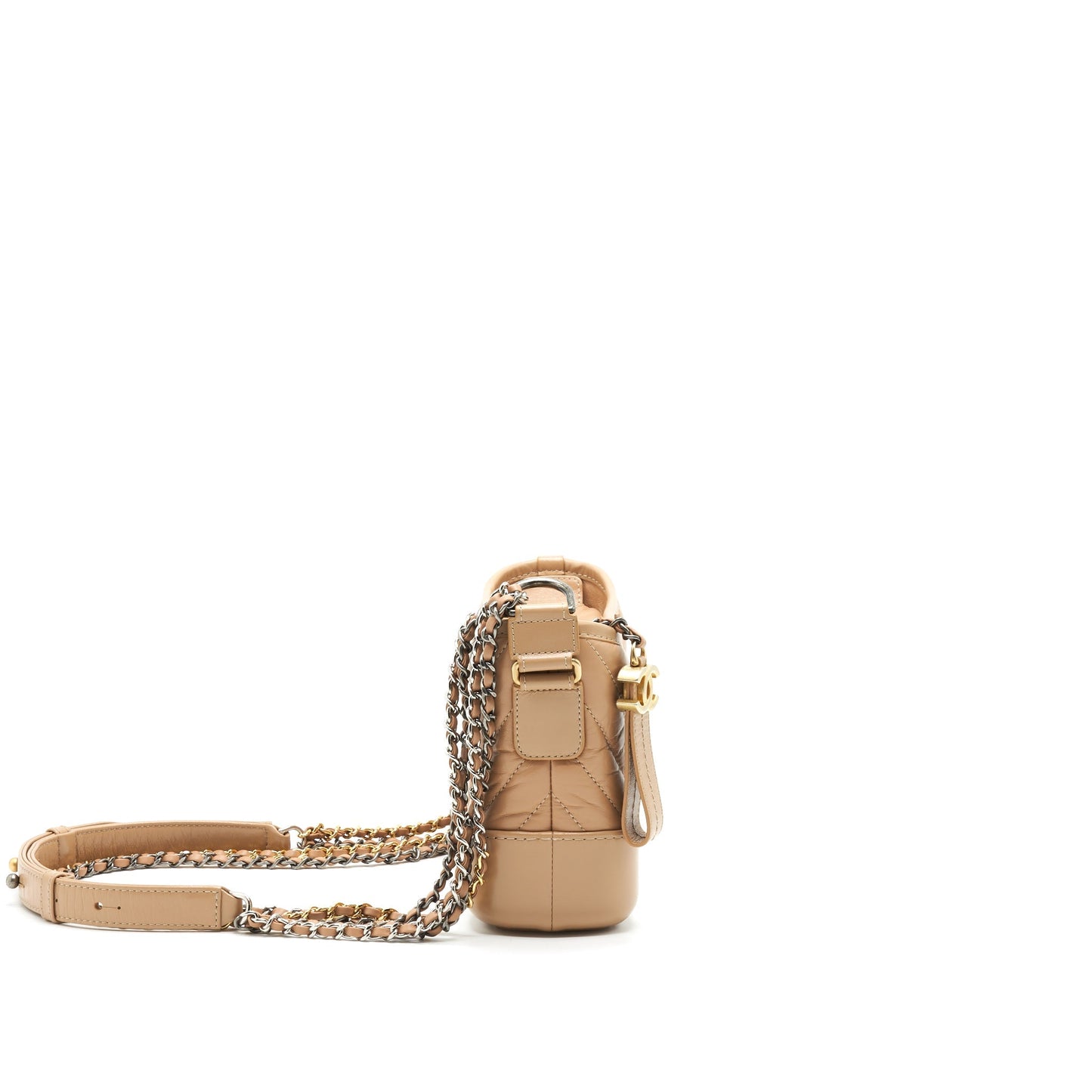 Chanel Gabrielle Hobo Chevron Beige Small Shoulder Bag