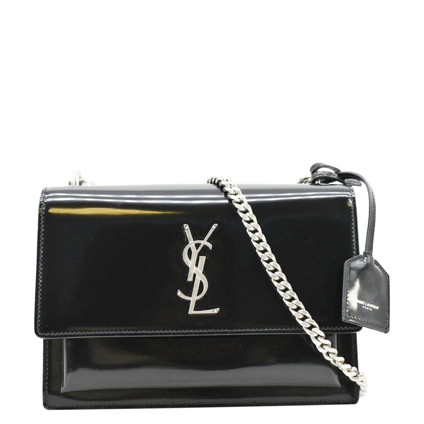 YSL Saint Laurent Yves Sunset Shoulder Bag Leather Monogram Black Saint Laurent Sunset