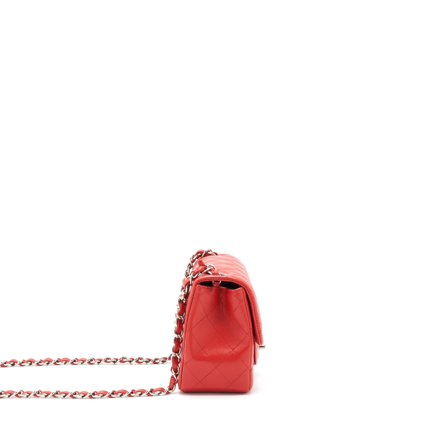Chanel Square Flap Lambskin SHW Red Shoulder Bag