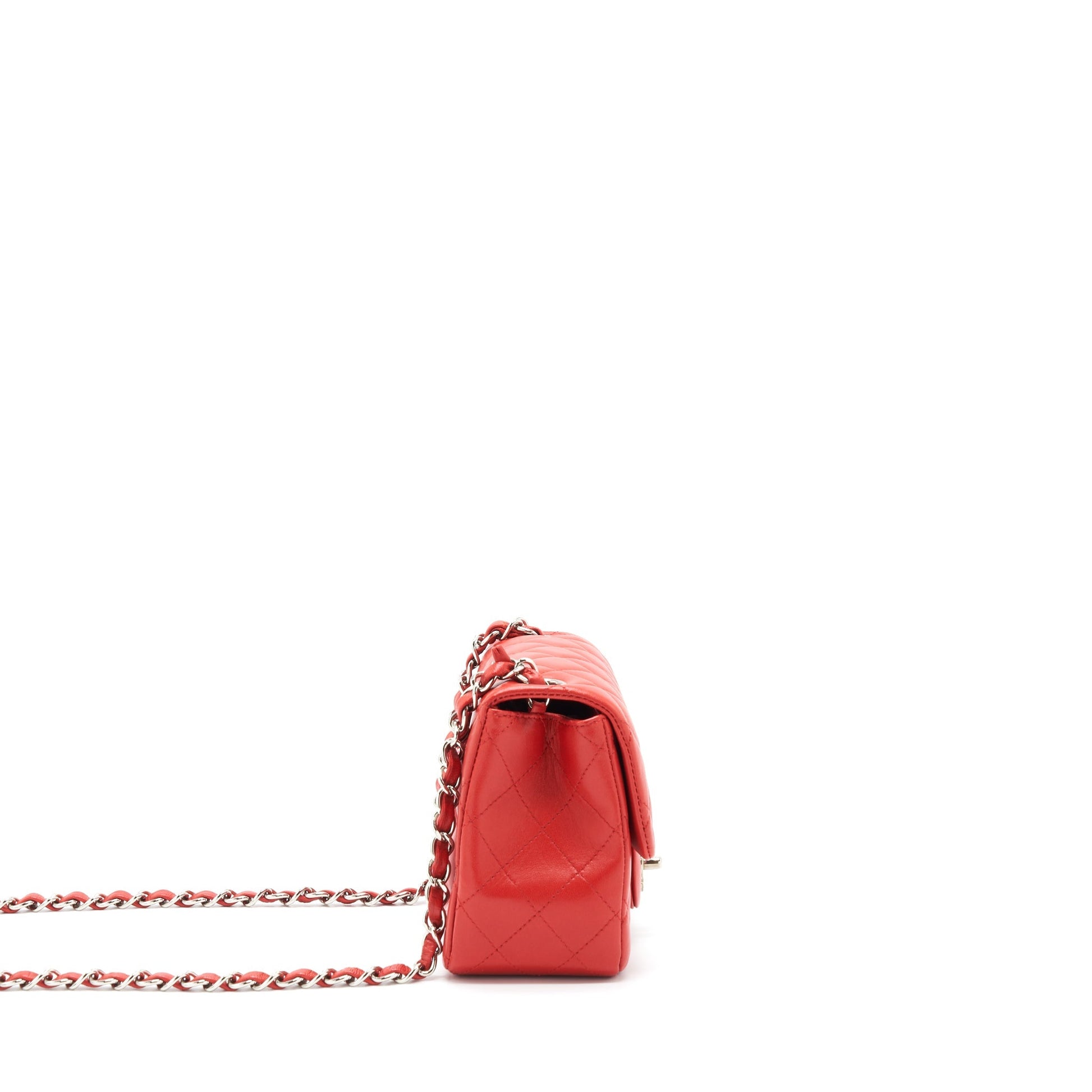 Chanel Square Flap Lambskin SHW Red Shoulder Bag