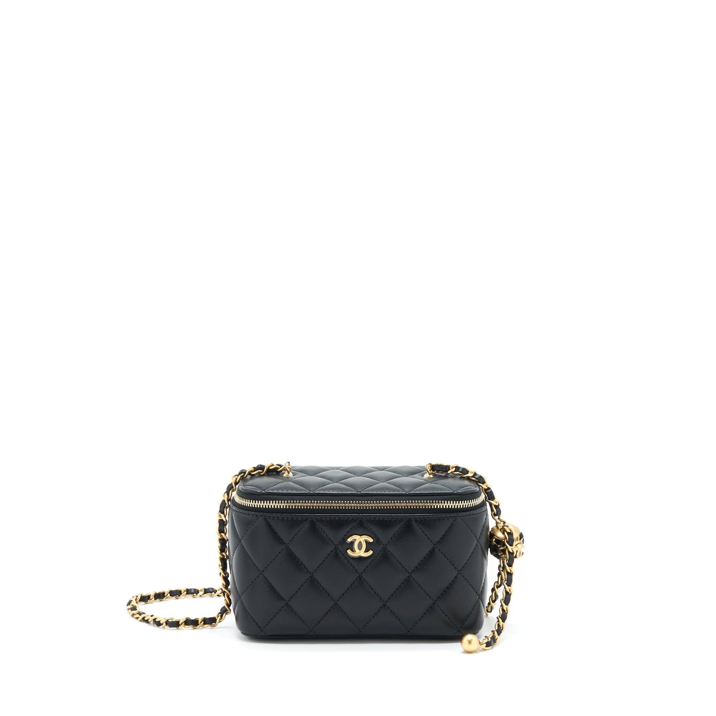 Chanel 22S Pearl Crush Long Vanity Lambskin Black Handbag
