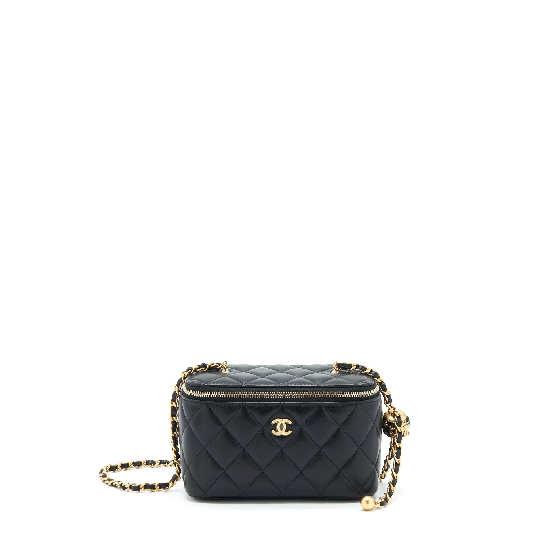 Chanel 22S Pearl Crush Long Vanity Lambskin Black Handbag