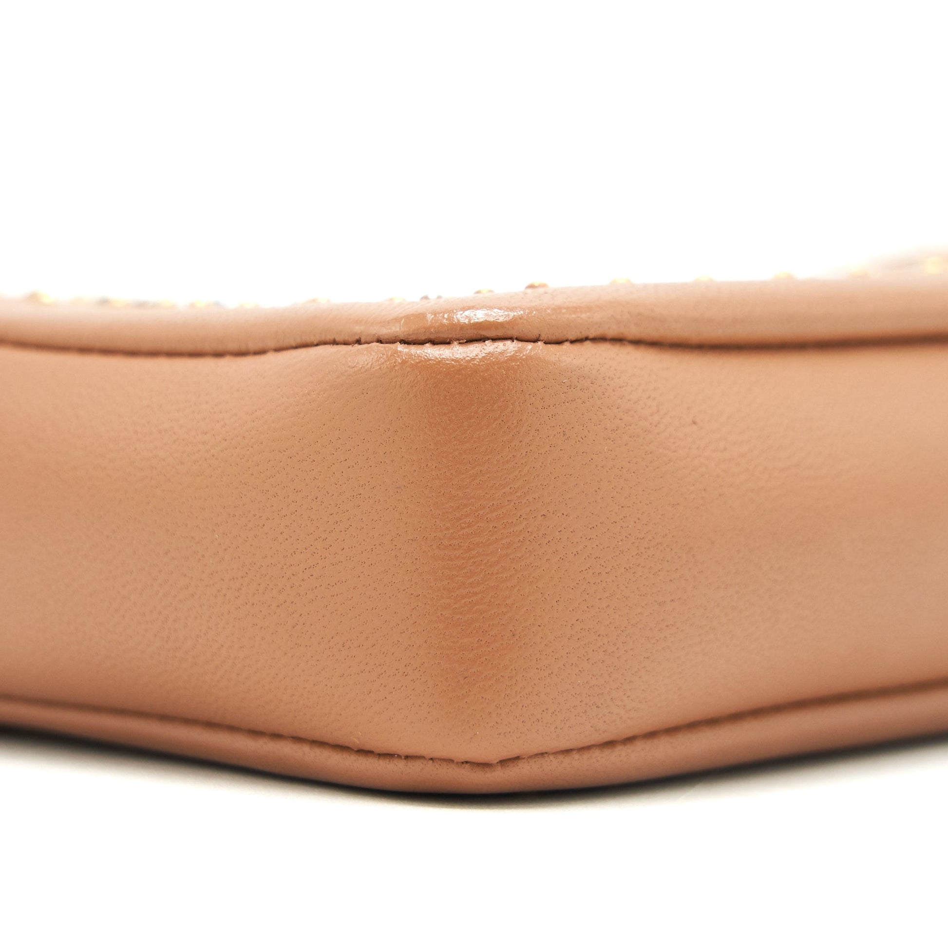 Chanel Stud Double Zip On Dark Beige Wallet Case