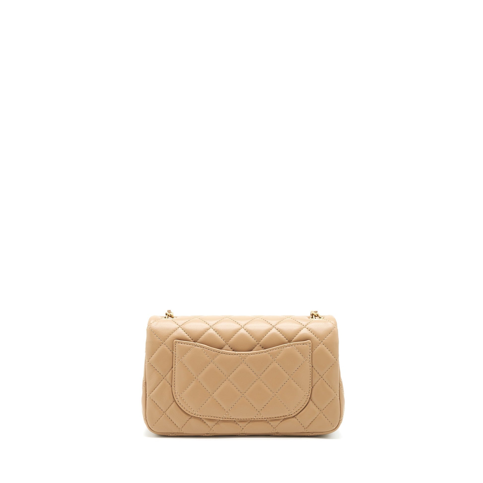 Chanel 22B Pearl Crush Rectangular Flap Lambskin Beige Shoulder Bag
