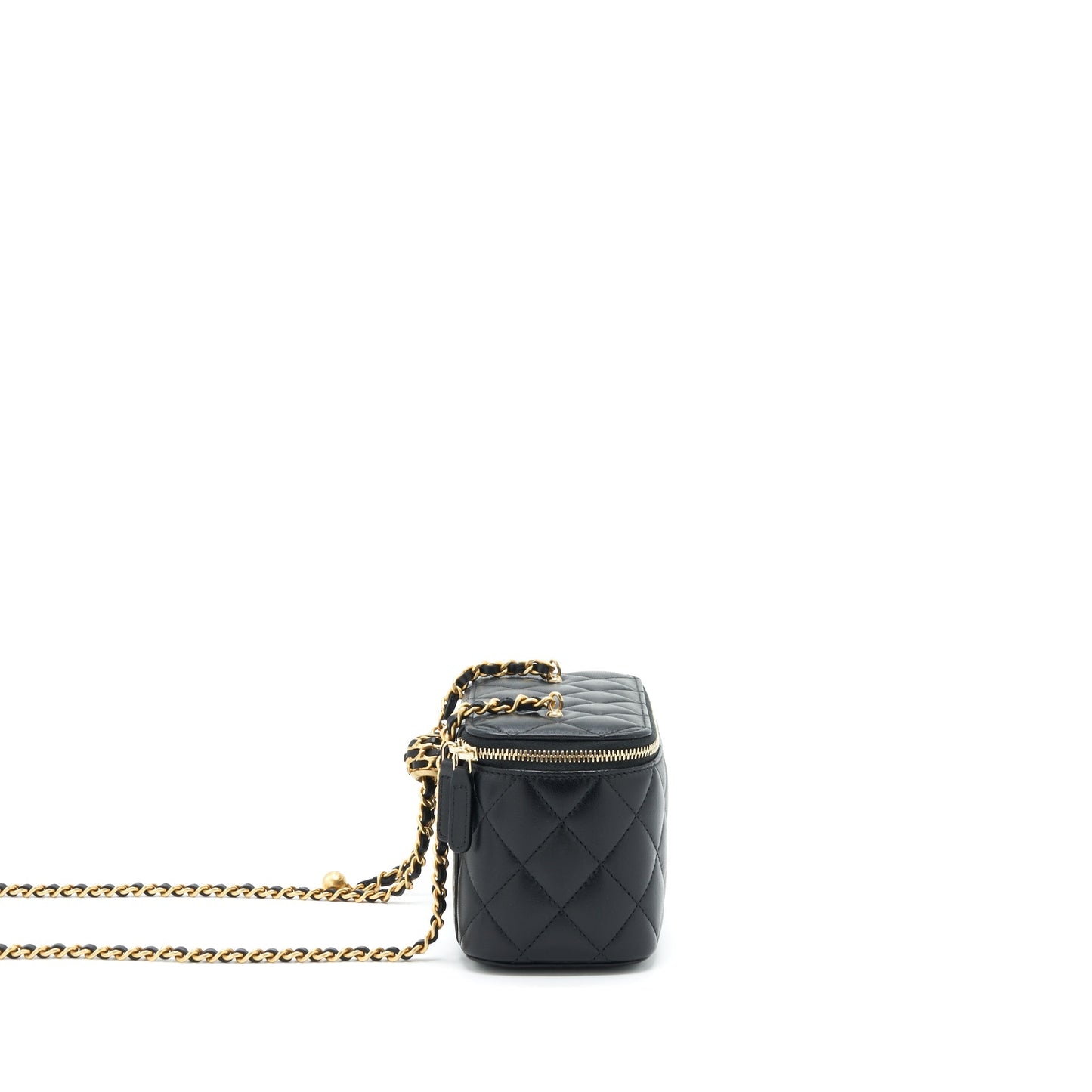 Chanel 22S Pearl Crush Long Vanity Lambskin Black Handbag