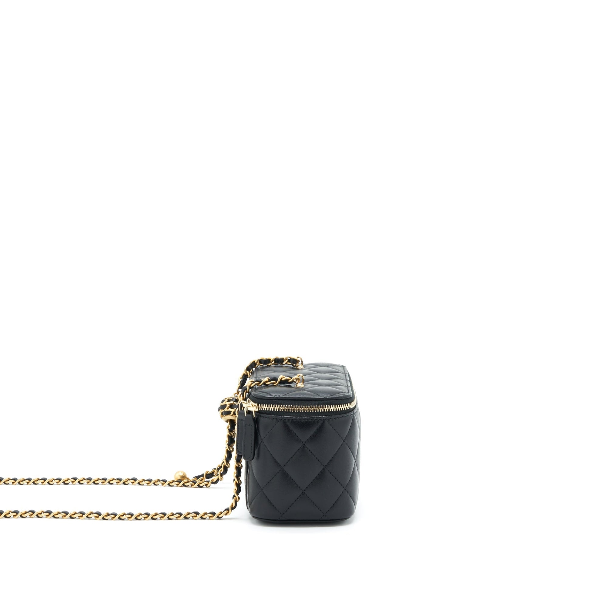 Chanel 22S Pearl Crush Long Vanity Lambskin Black Handbag