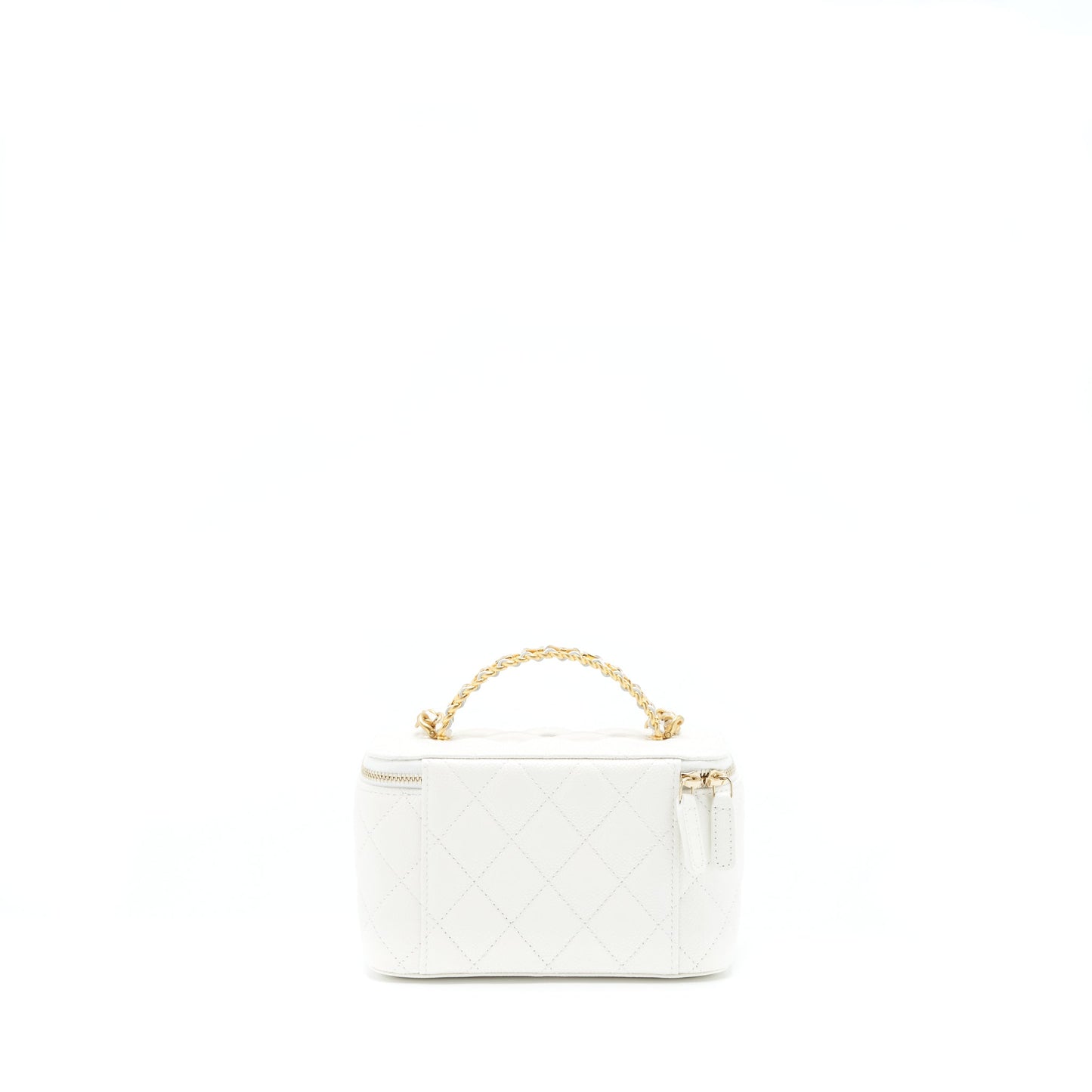 Chanel 22S Logo Top Handle Long Vanity White Handbag