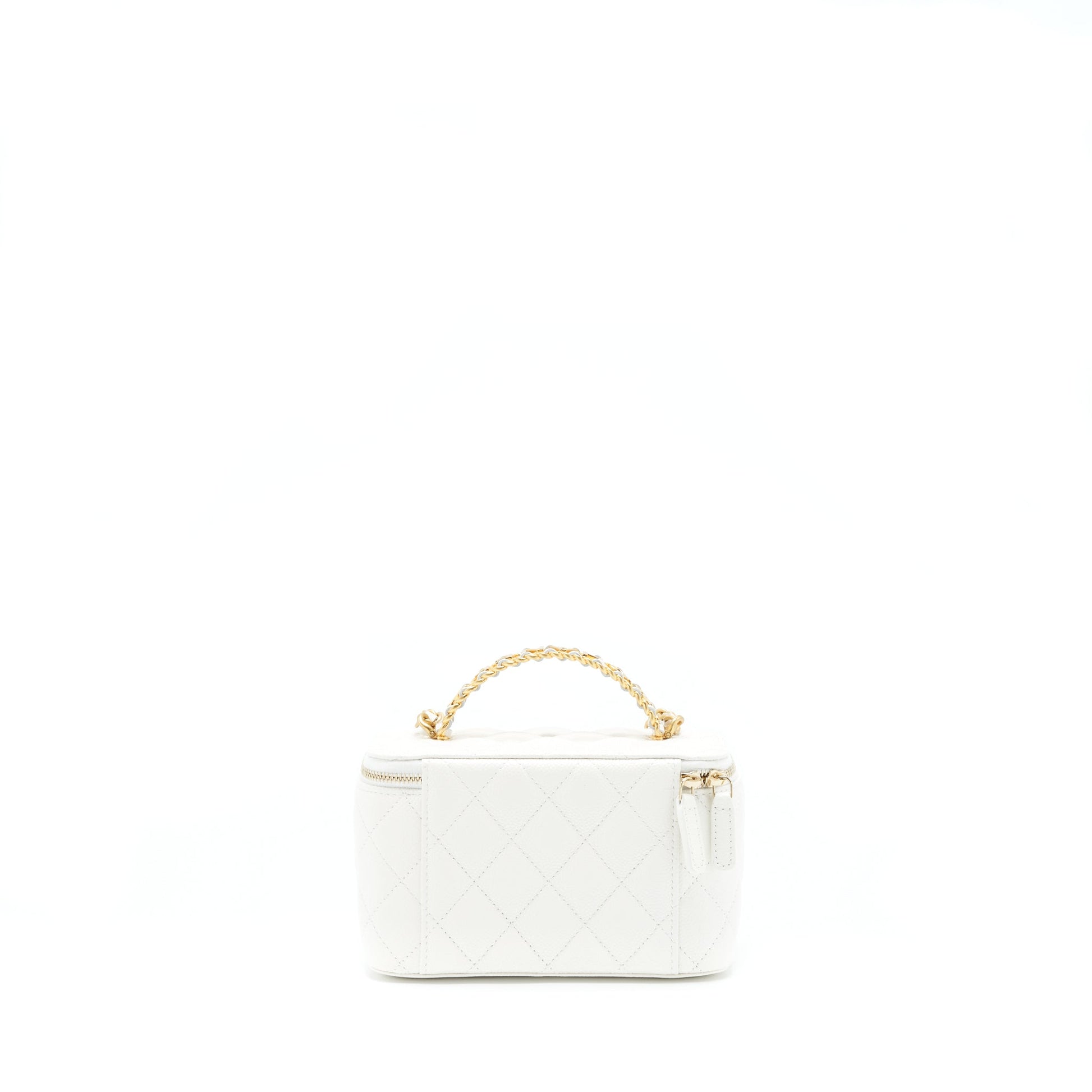 Chanel 22S Logo Top Handle Long Vanity White Handbag
