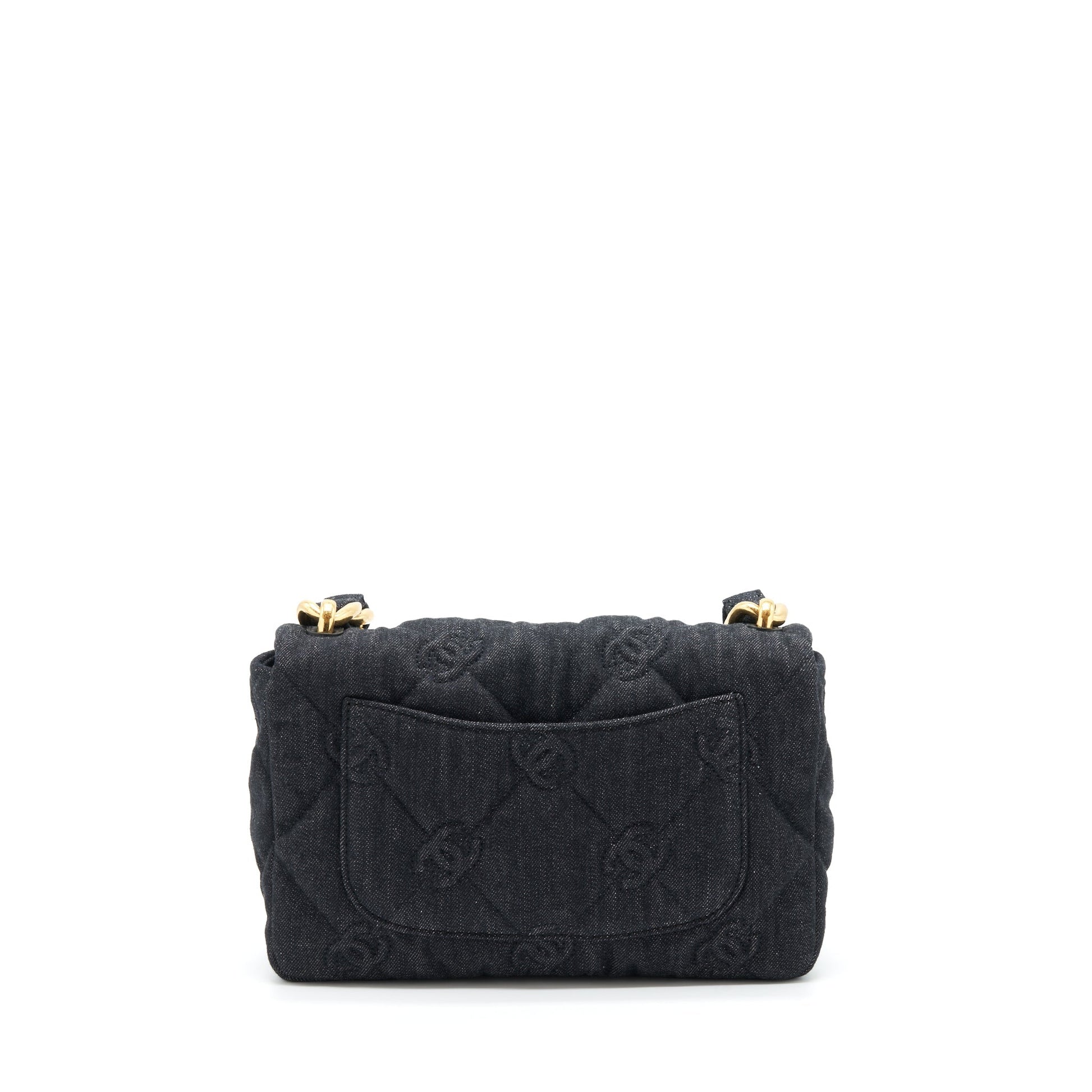 Chanel 22s Denim CC Logo GHW Small Shoulder Bag