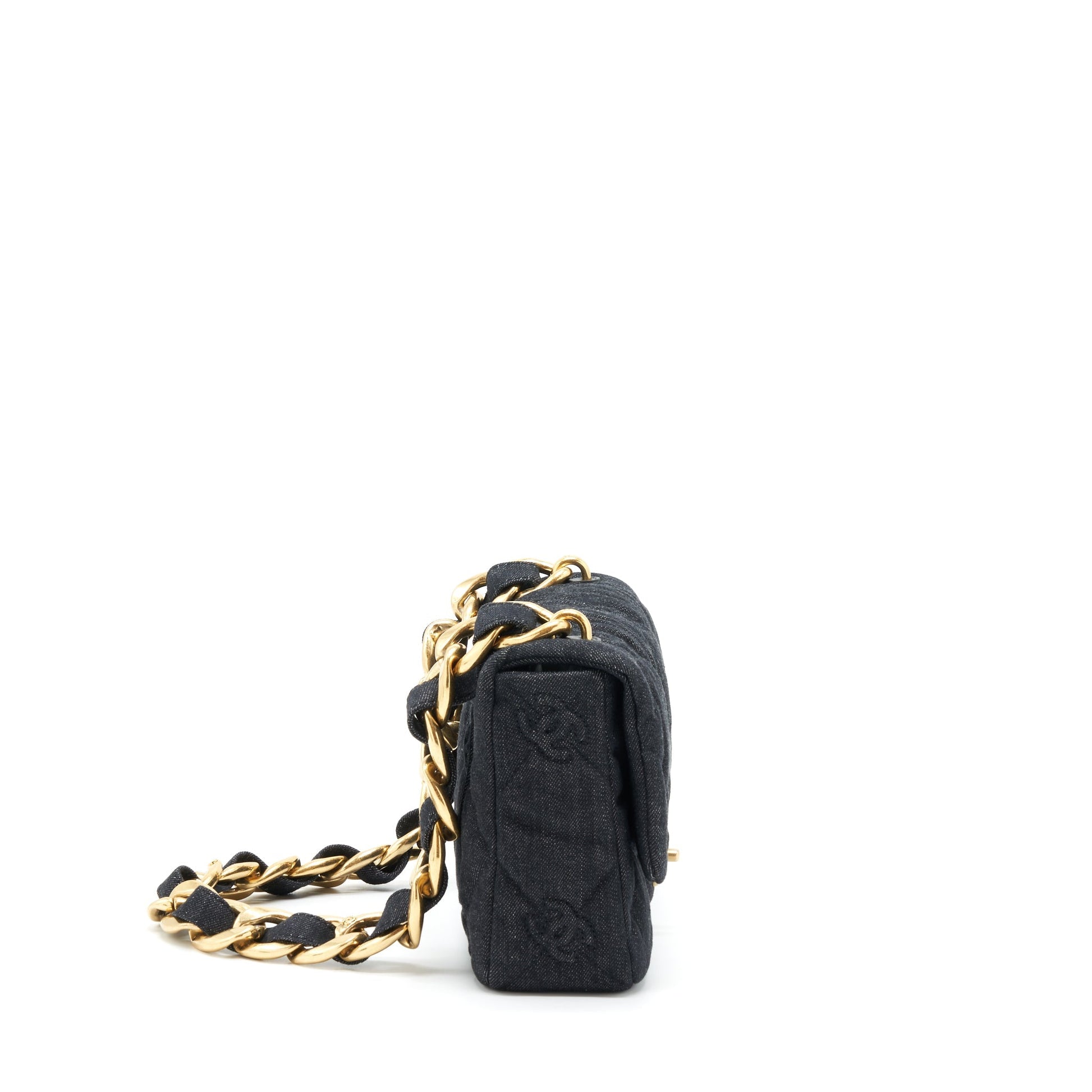 Chanel 22s Denim CC Logo GHW Small Shoulder Bag