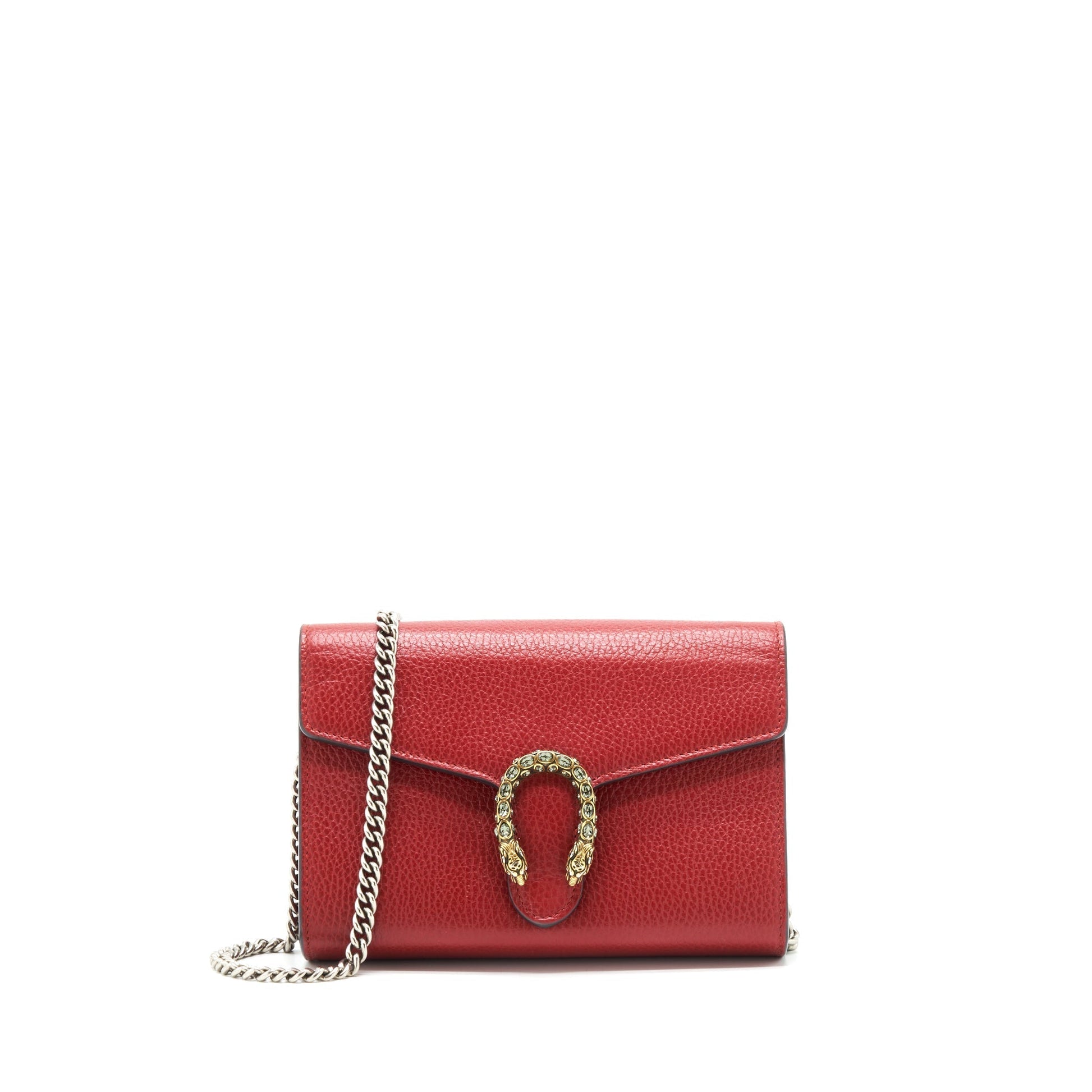Gucci Dionysus Mini Chain Bag And Silver Hardware Leather Red Travel Bag