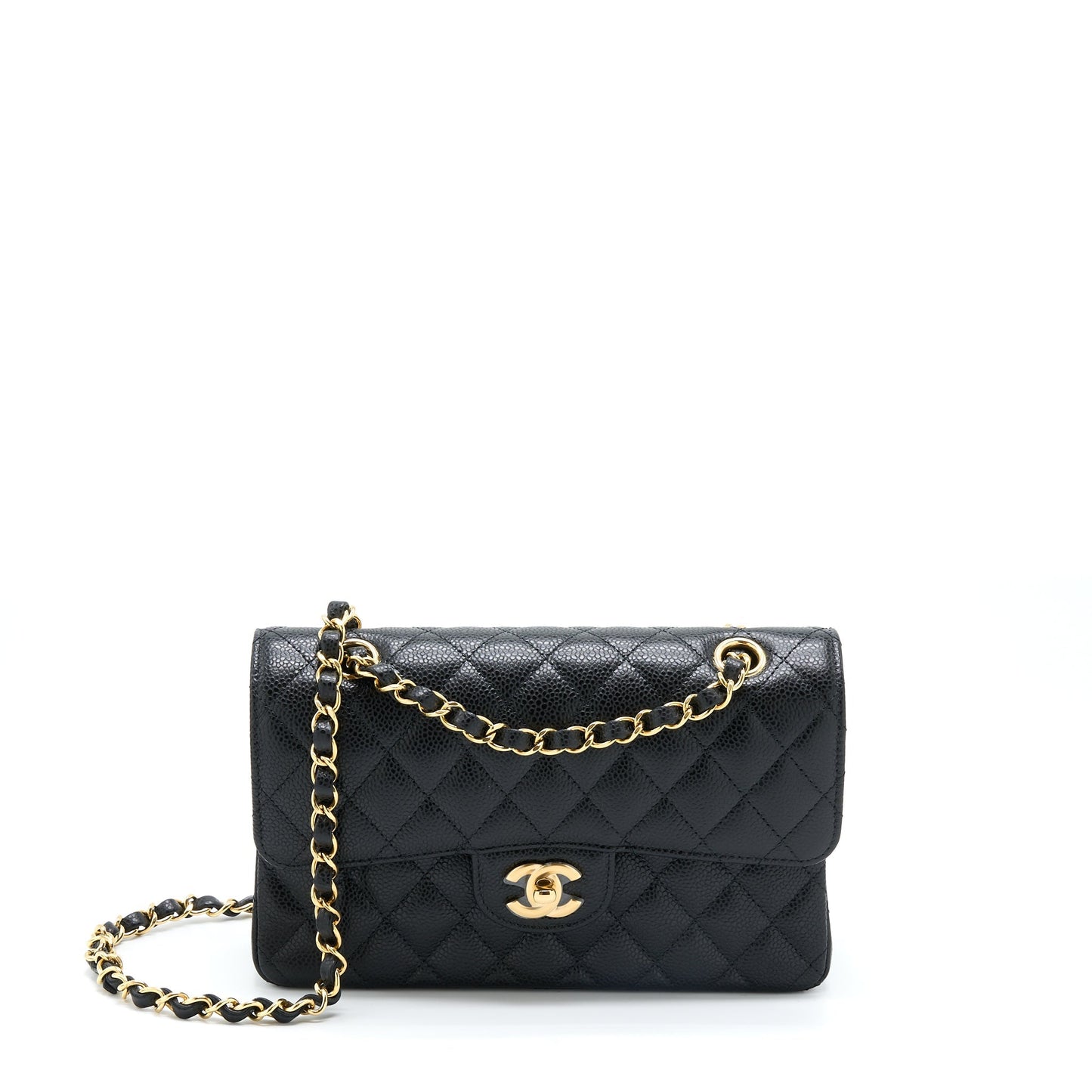 Chanel Classic Double Flap Caviar GHW Microchip Black Small Shoulder Bag Microchip 3