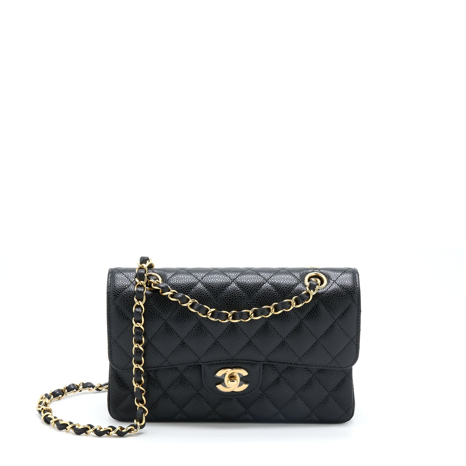 Chanel Classic Double Flap Caviar GHW Microchip Black Small Shoulder Bag Microchip 3