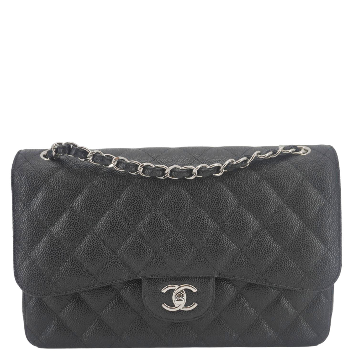 Chanel Classic Double Flap Jumbo Quilted Leather Black Travel Bag