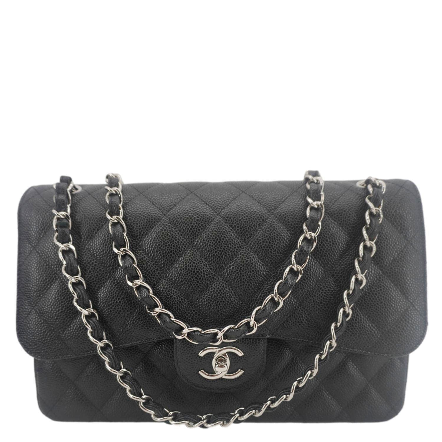 Chanel Classic Double Flap Jumbo Quilted Leather Black Travel Bag