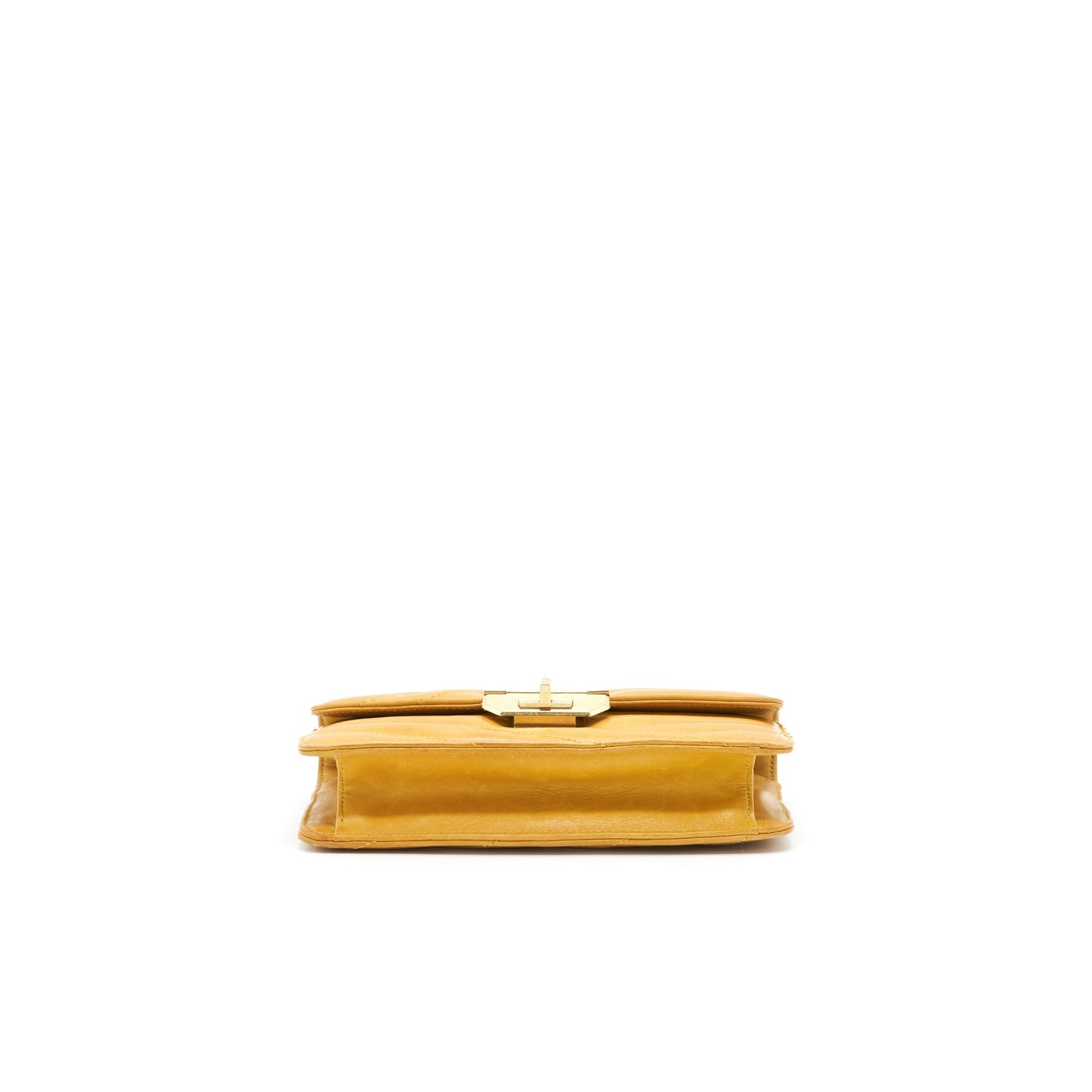 Chanel Chevron Envelope Flap Yellow GHW Shoulder Bag