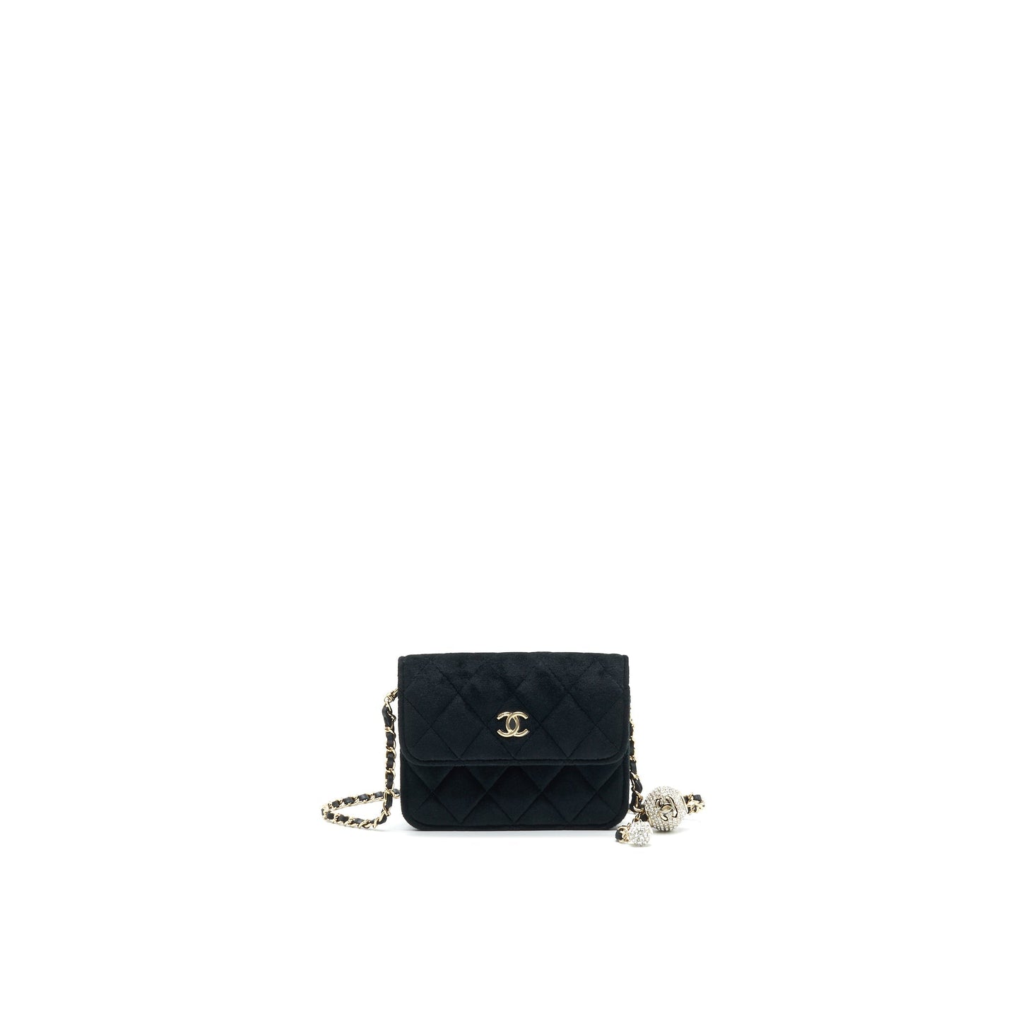 Chanel Velvet Pearl Crush Belt LGHW Black