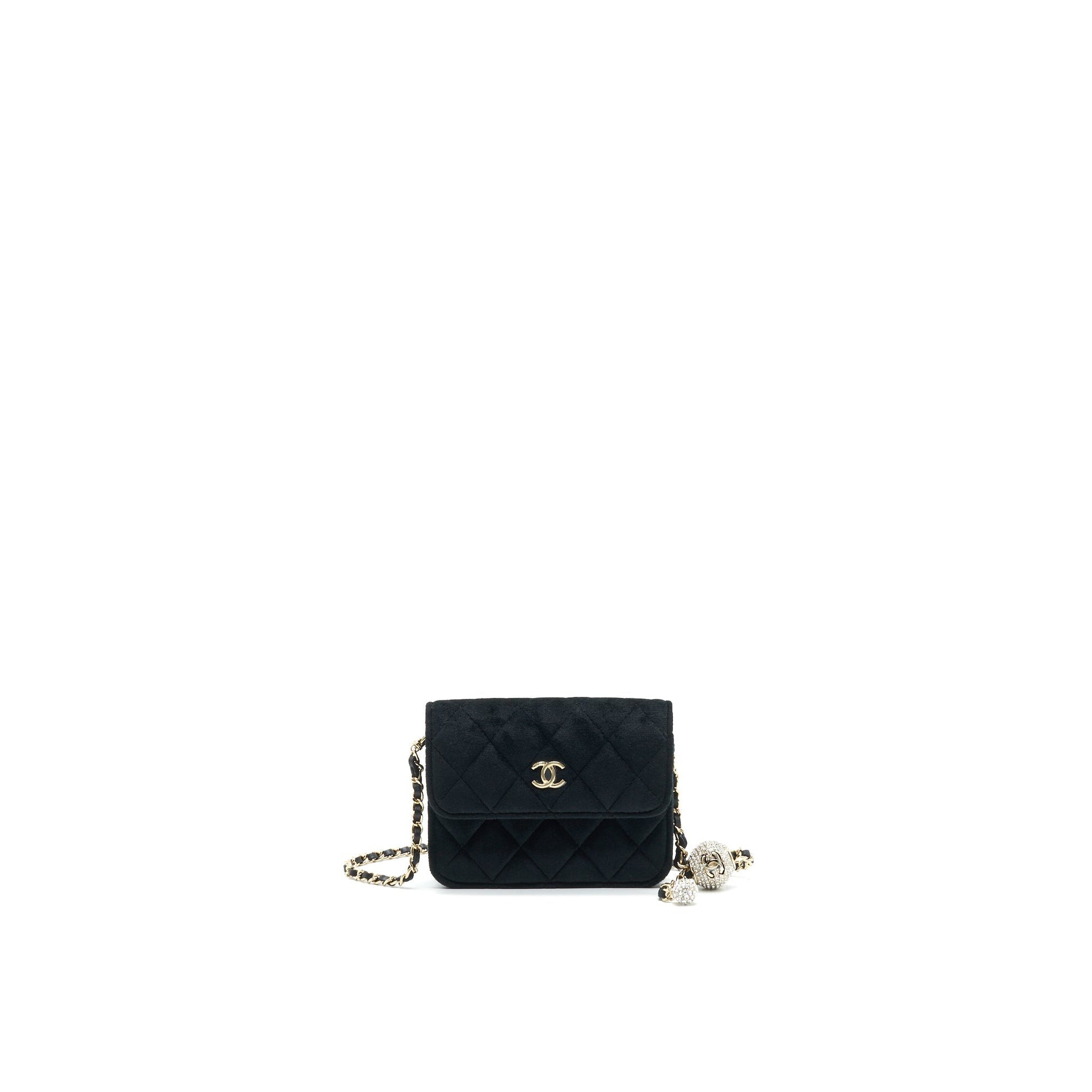 Chanel Velvet Pearl Crush Belt LGHW Black