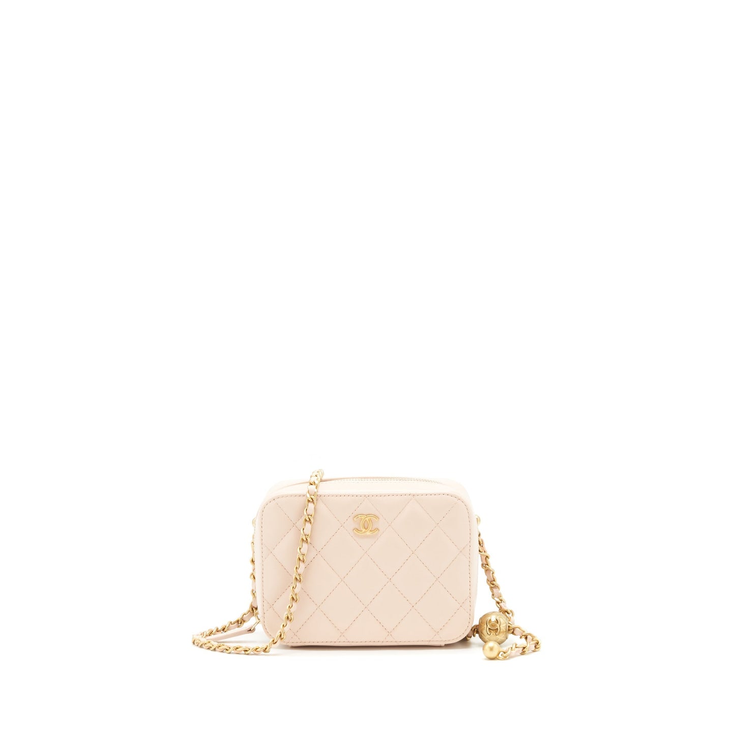 Chanel Pearl Crush camera Lambskin light GHW Beige Mini Bag