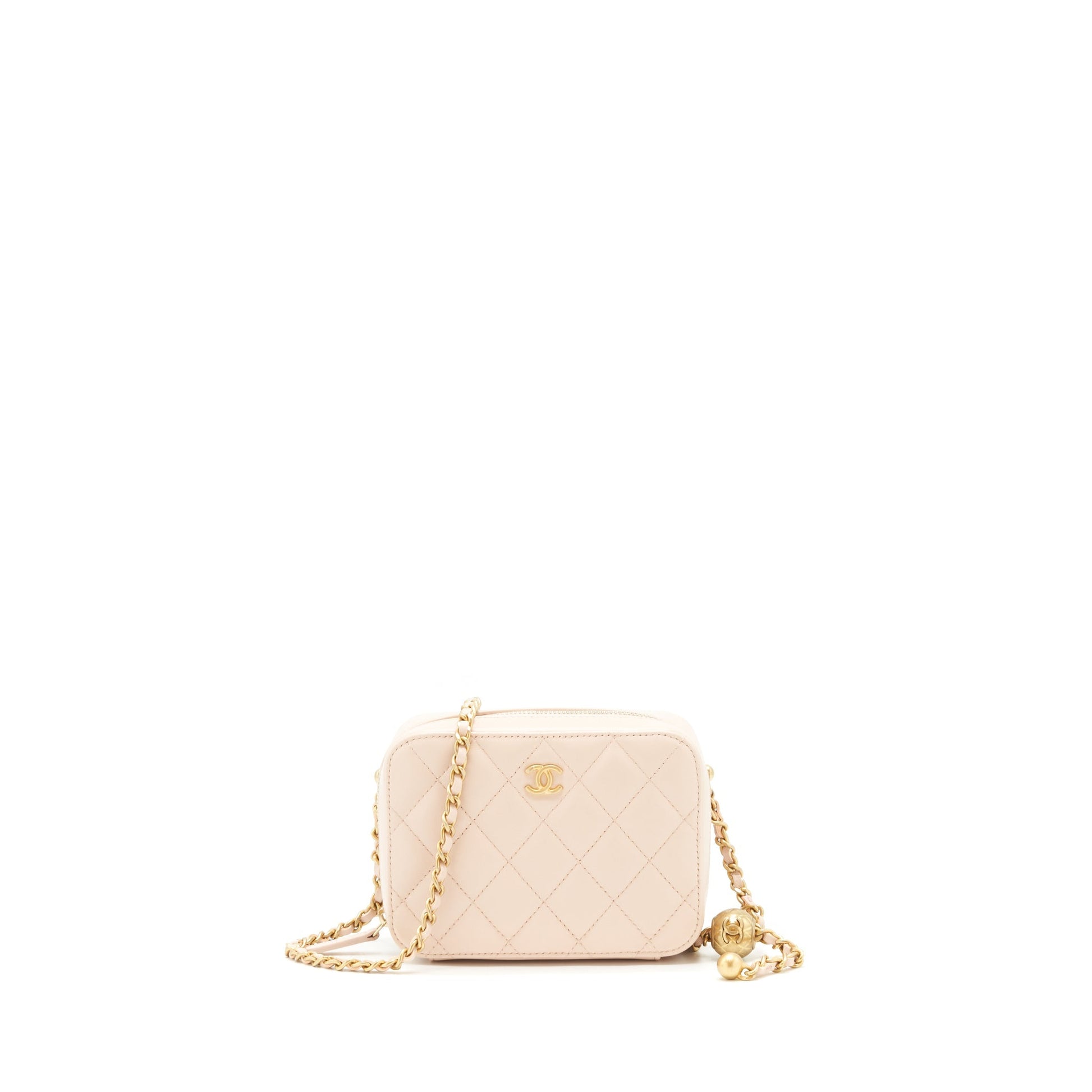 Chanel Pearl Crush camera Lambskin light GHW Beige Mini Bag