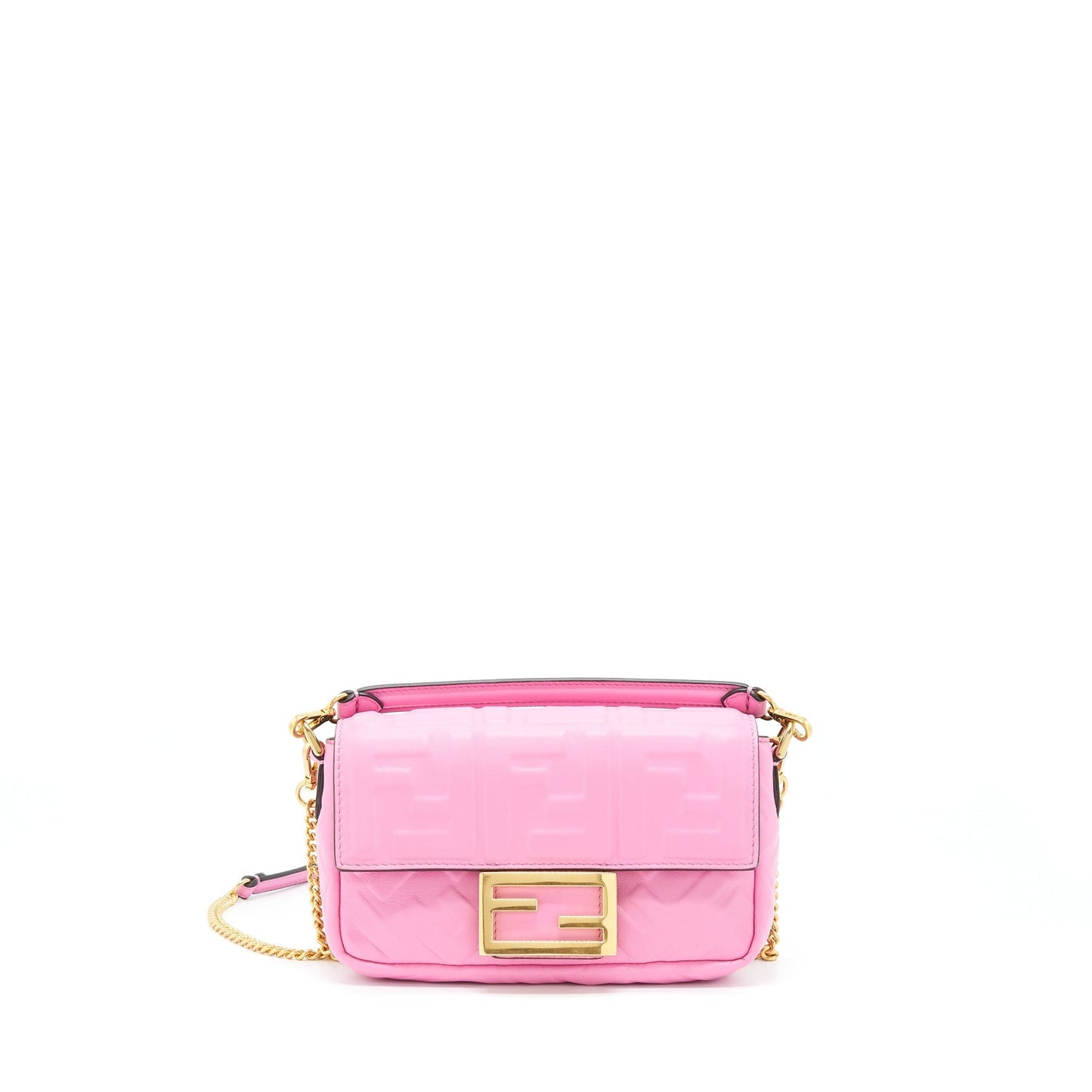 Fendi Baguette Handbag Lambskin Pink Mini Shoulder Bag