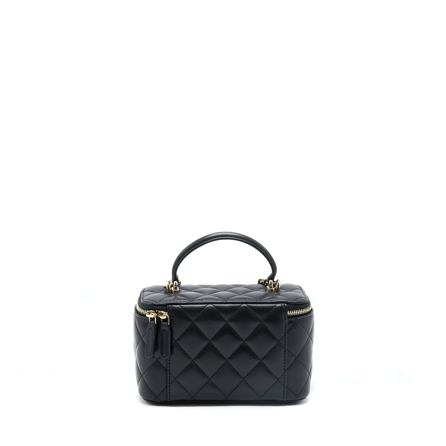 Chanel 22A Top Handle Long Vanity Lambskin Black Handbag New Version