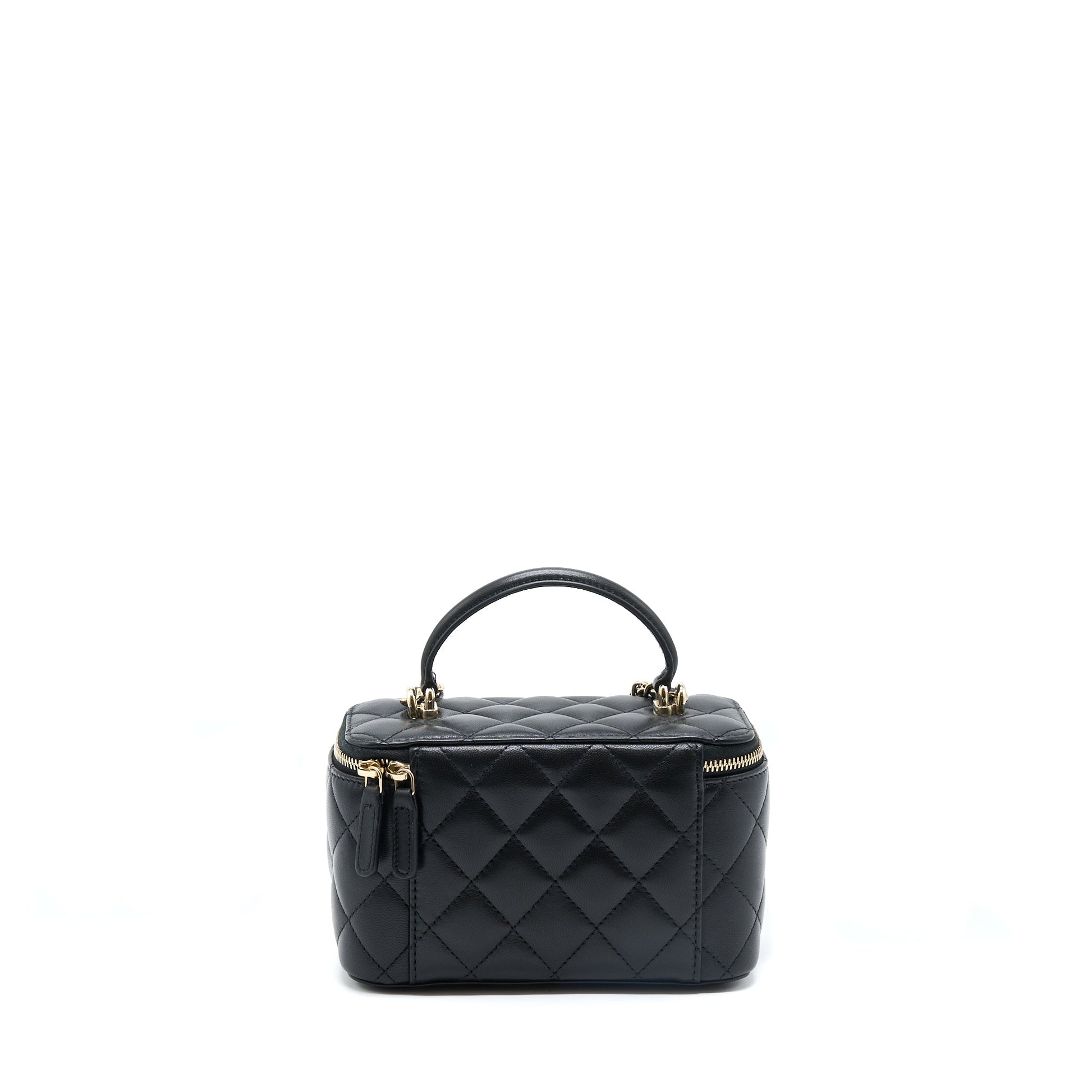 Chanel 22A Top Handle Long Vanity Lambskin Black Handbag New Version