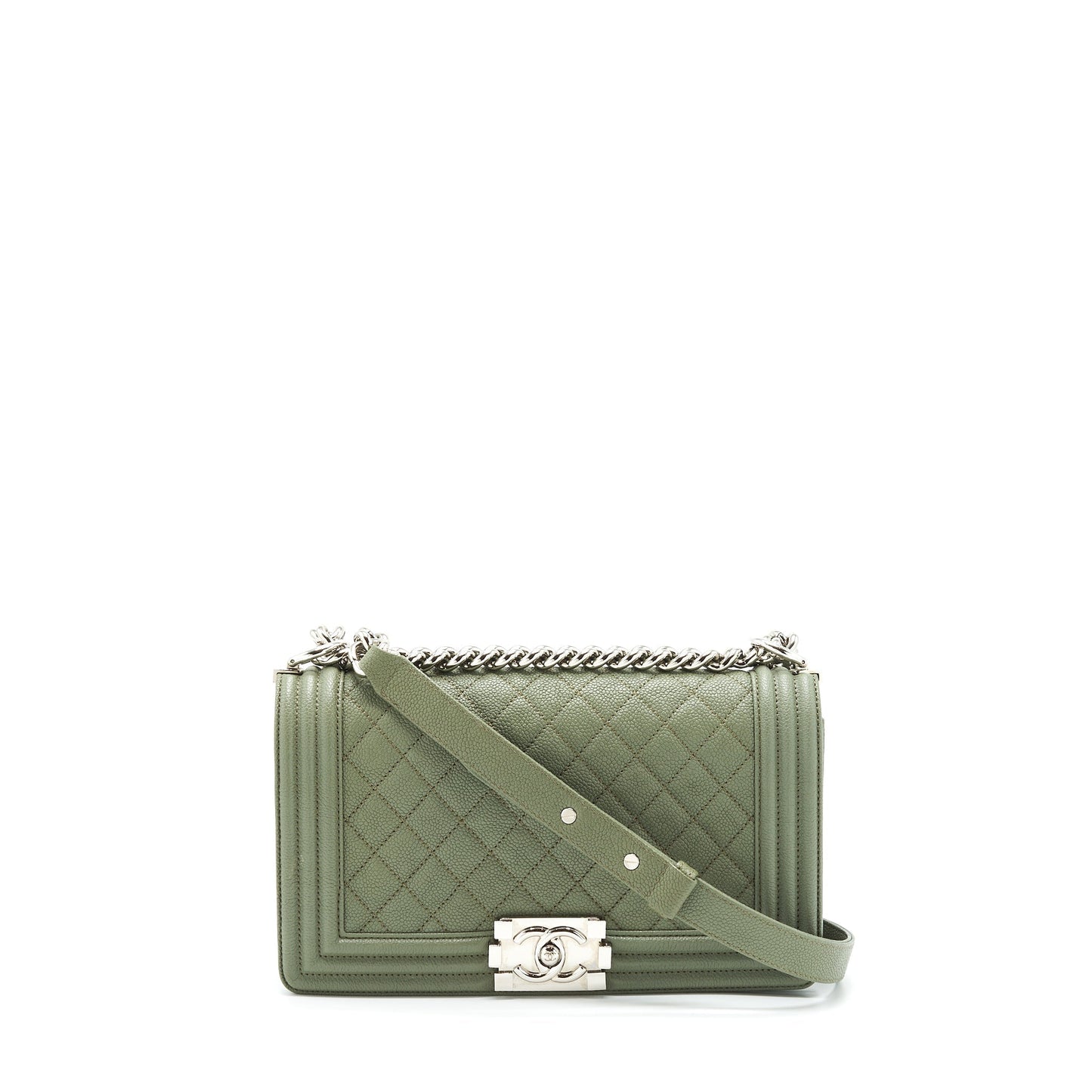 Chanel Boy Caviar Light LGHW Green Handbag