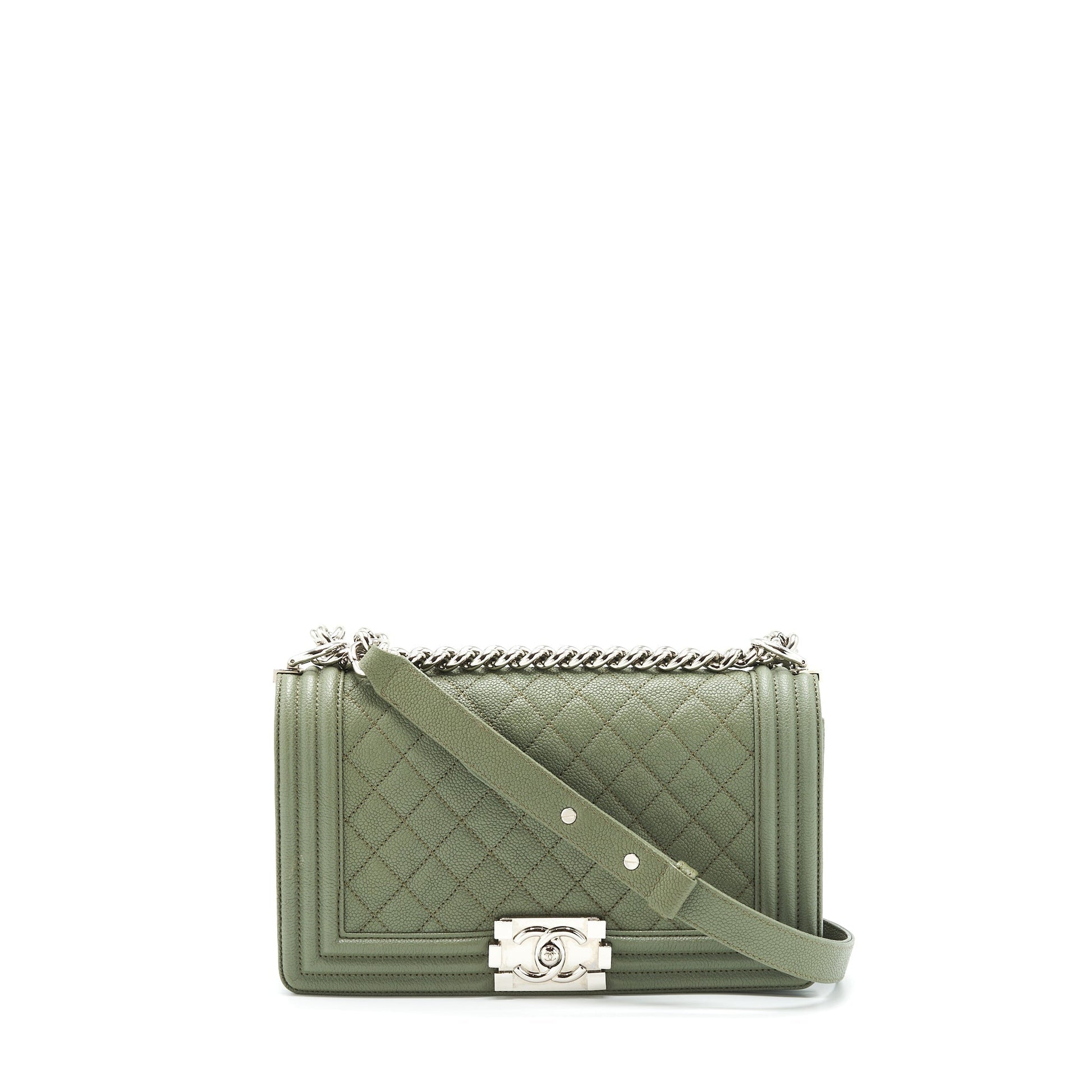 Chanel Boy Caviar Light LGHW Green Handbag
